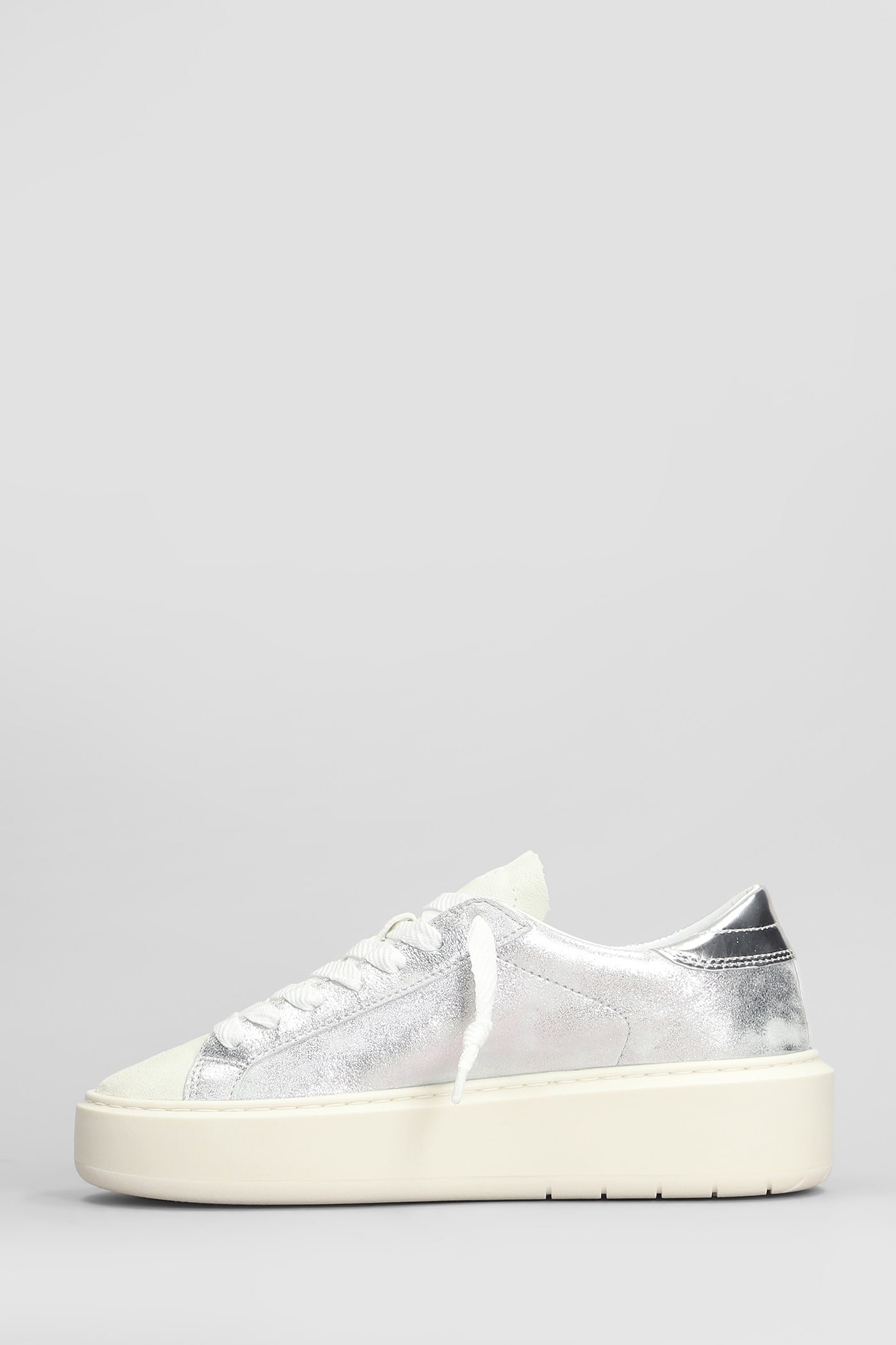 Shop Date Hill Low Platform Sneakers In Silver Suede And Leather