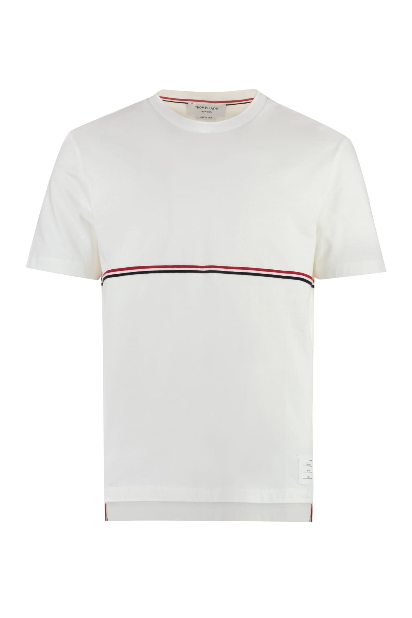Shop Thom Browne Logo Cotton T-shirt In White