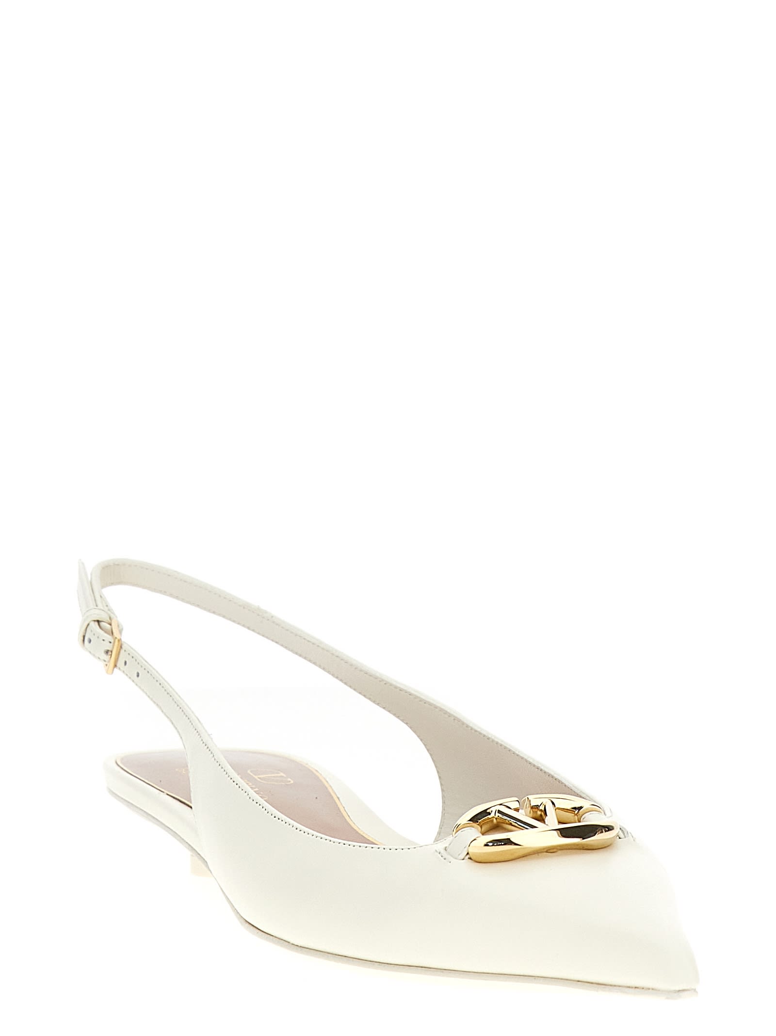 Valentino Slingback Vlogo Ballerina In White