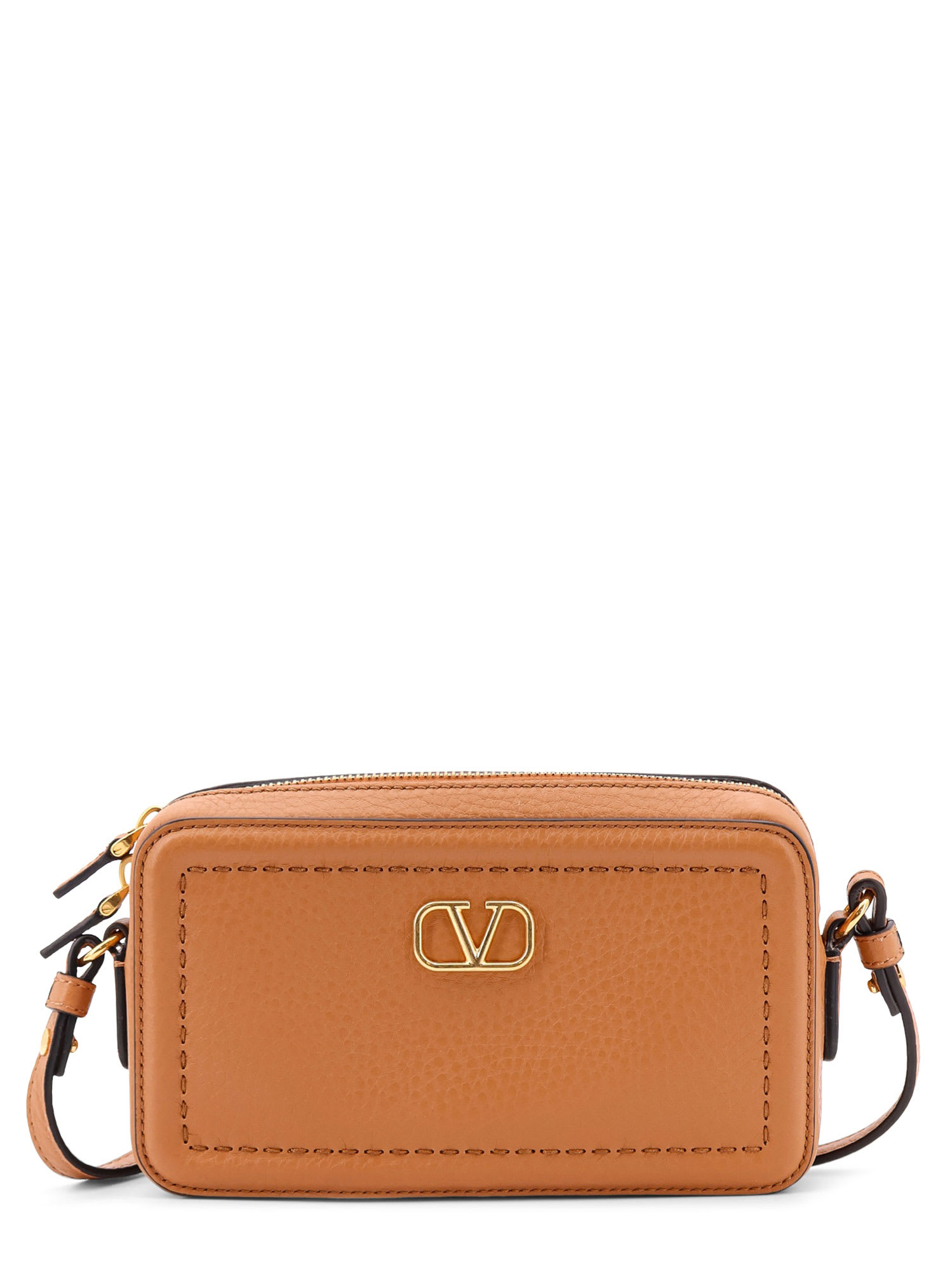 Valentino Garavani Garavani Alltime Mini Shoulder Bag In Grainy Calfskin Woman Almond Uni In Brown