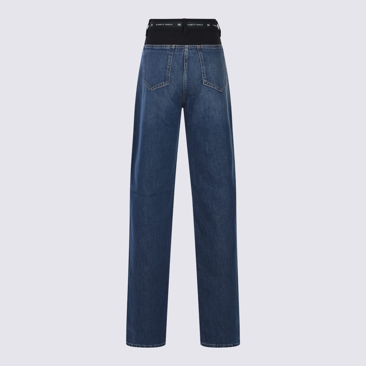 Elisabetta Franchi Blue And Black Cotton Jeans In Black