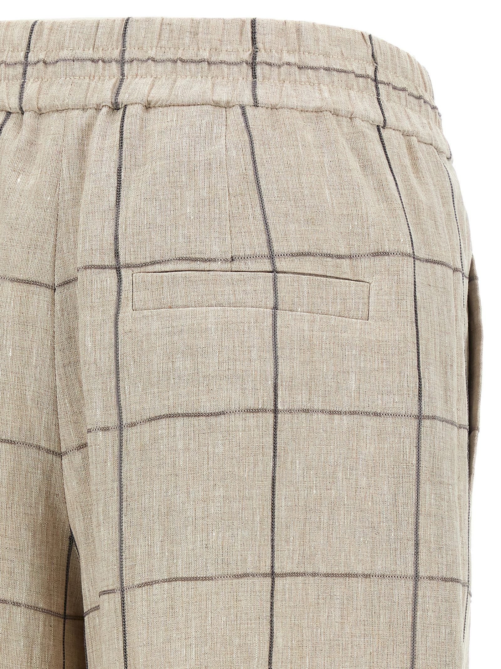 Shop Brunello Cucinelli Check Dazzling Pants In Beige