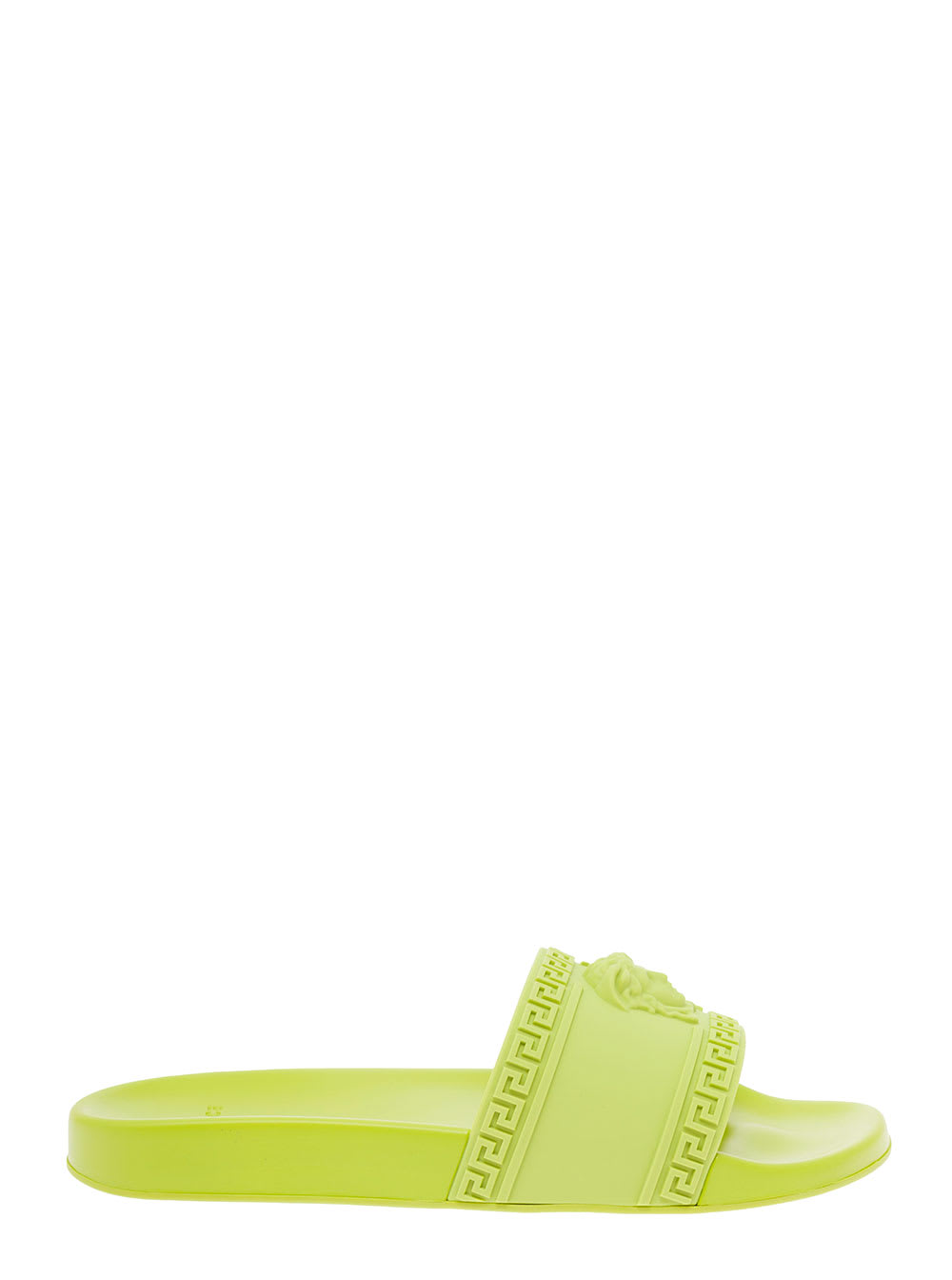 Versace Mans Green Rubber Medusa Slide Sandals