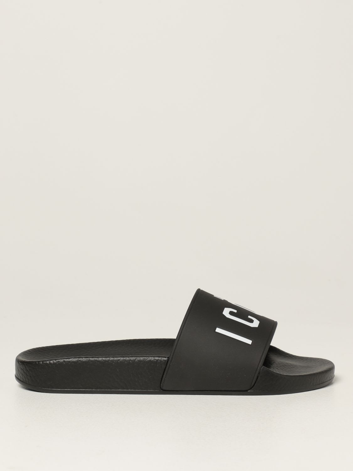 Dsquared2 Flat Sandals Dsquared2 Slipper Sandals In Rubber With Icon Logo