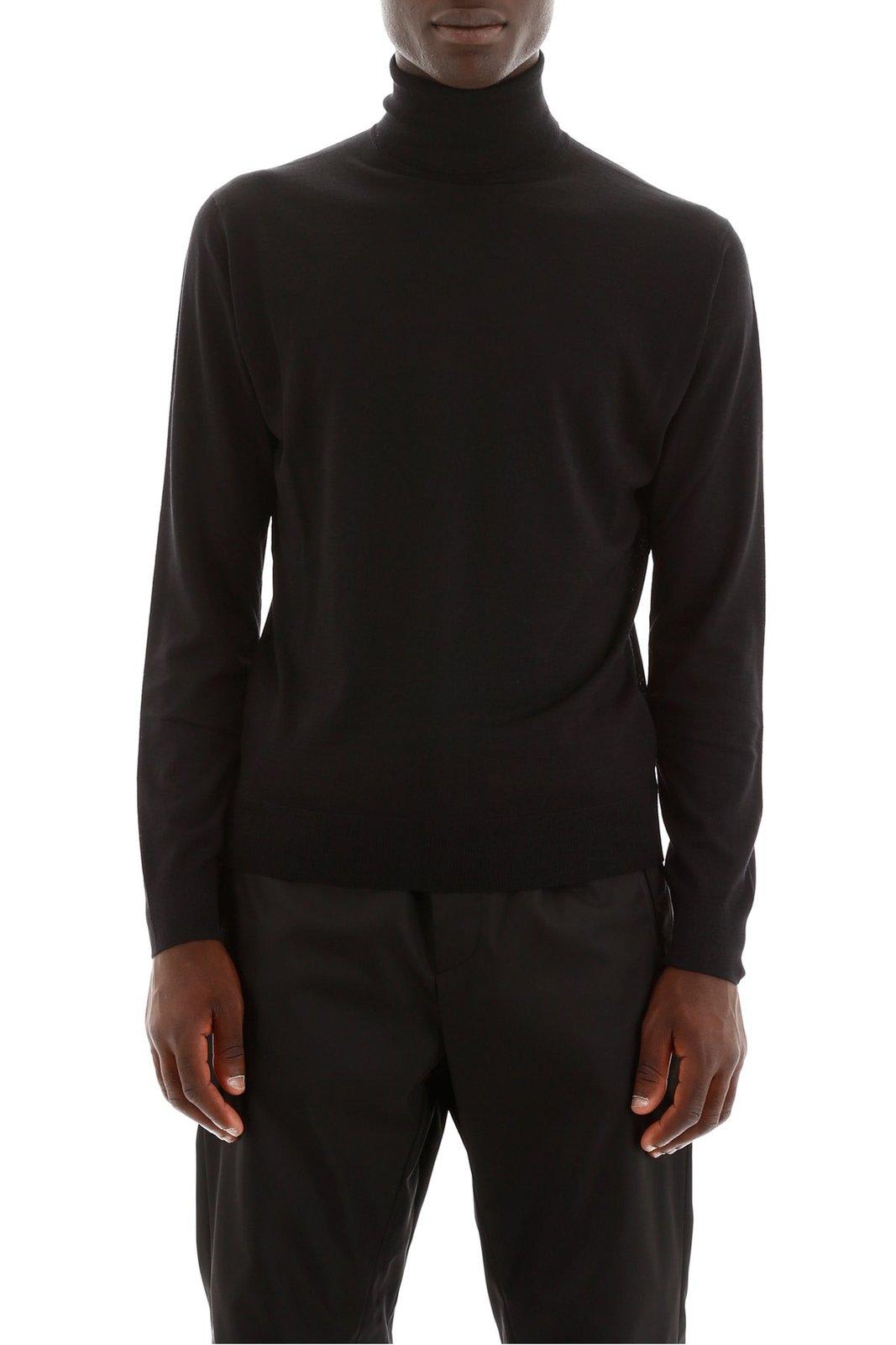 Shop Prada Turtleneck Knitted Pullover In Nero