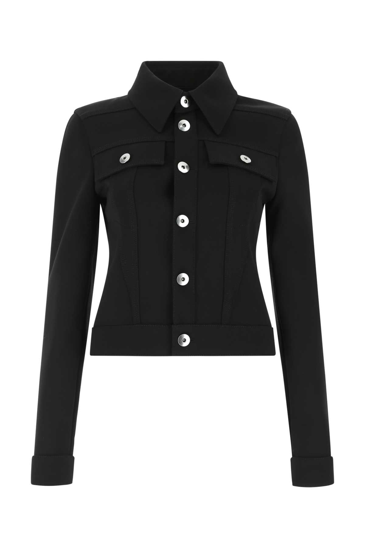 Shop Bottega Veneta Black Stretch Wool Blend Jacket In 1000