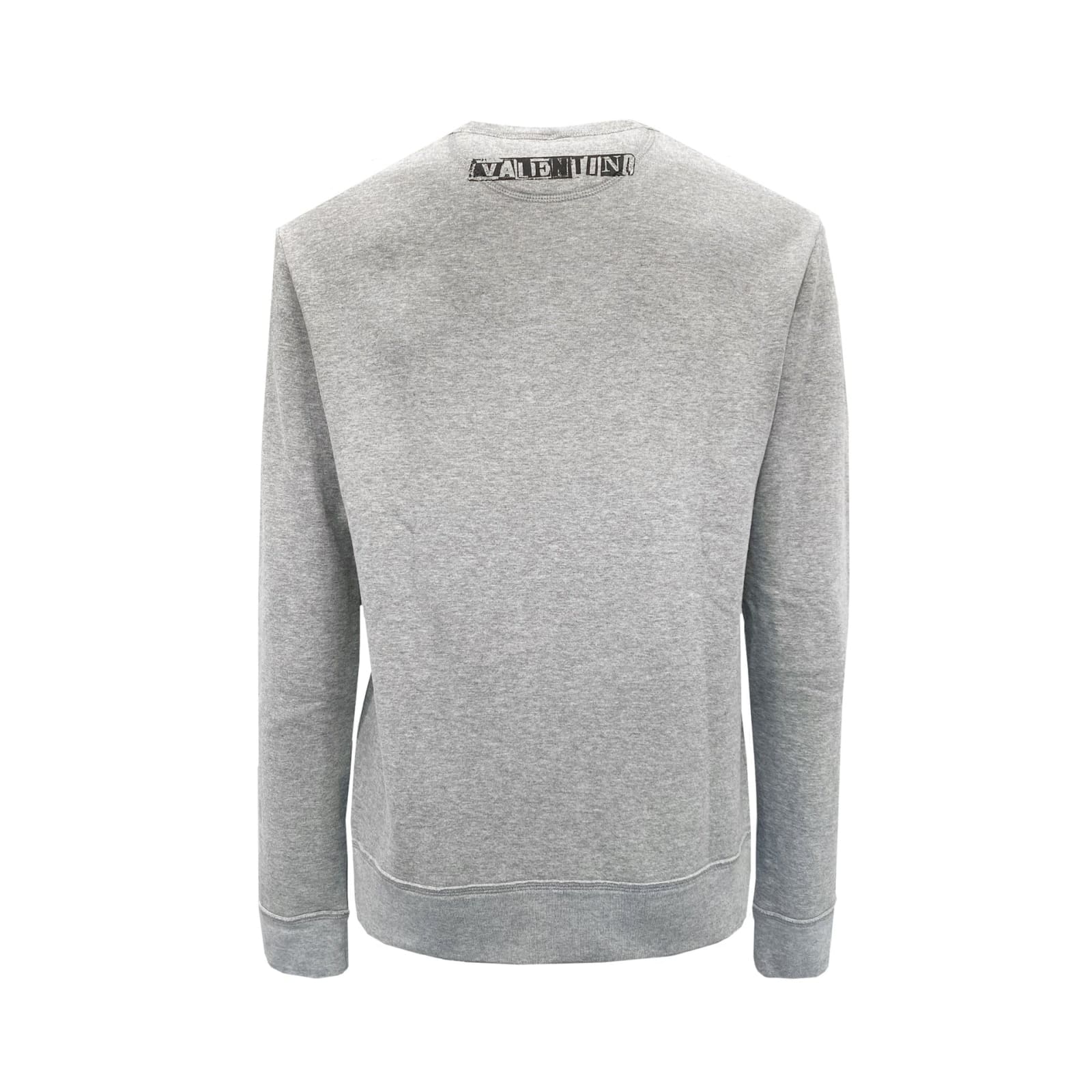 Shop Valentino Cotton Logo Sweatshirt In Gray