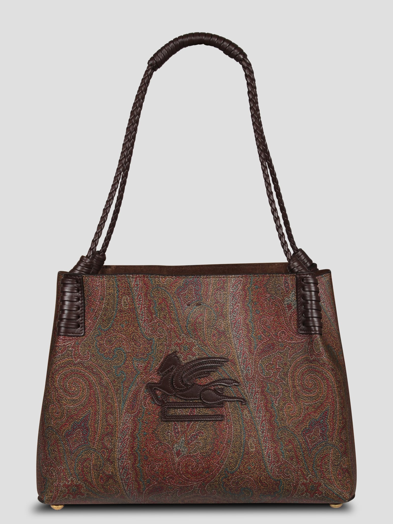 Shop Etro Paisley Mini Libra Shopping Bag In Brown