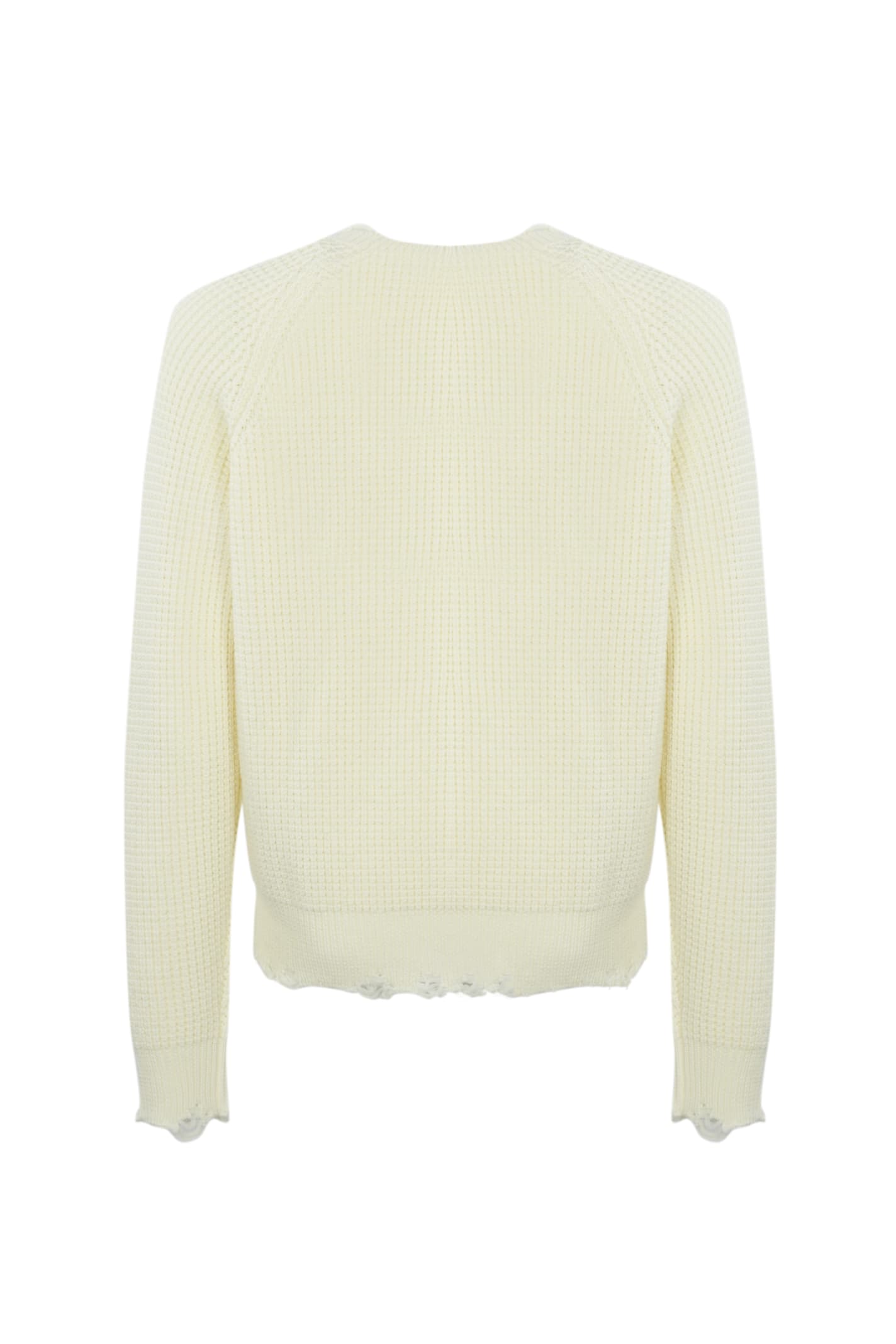 Shop Dsquared2 Worn-effect Wool Sweater In Off White