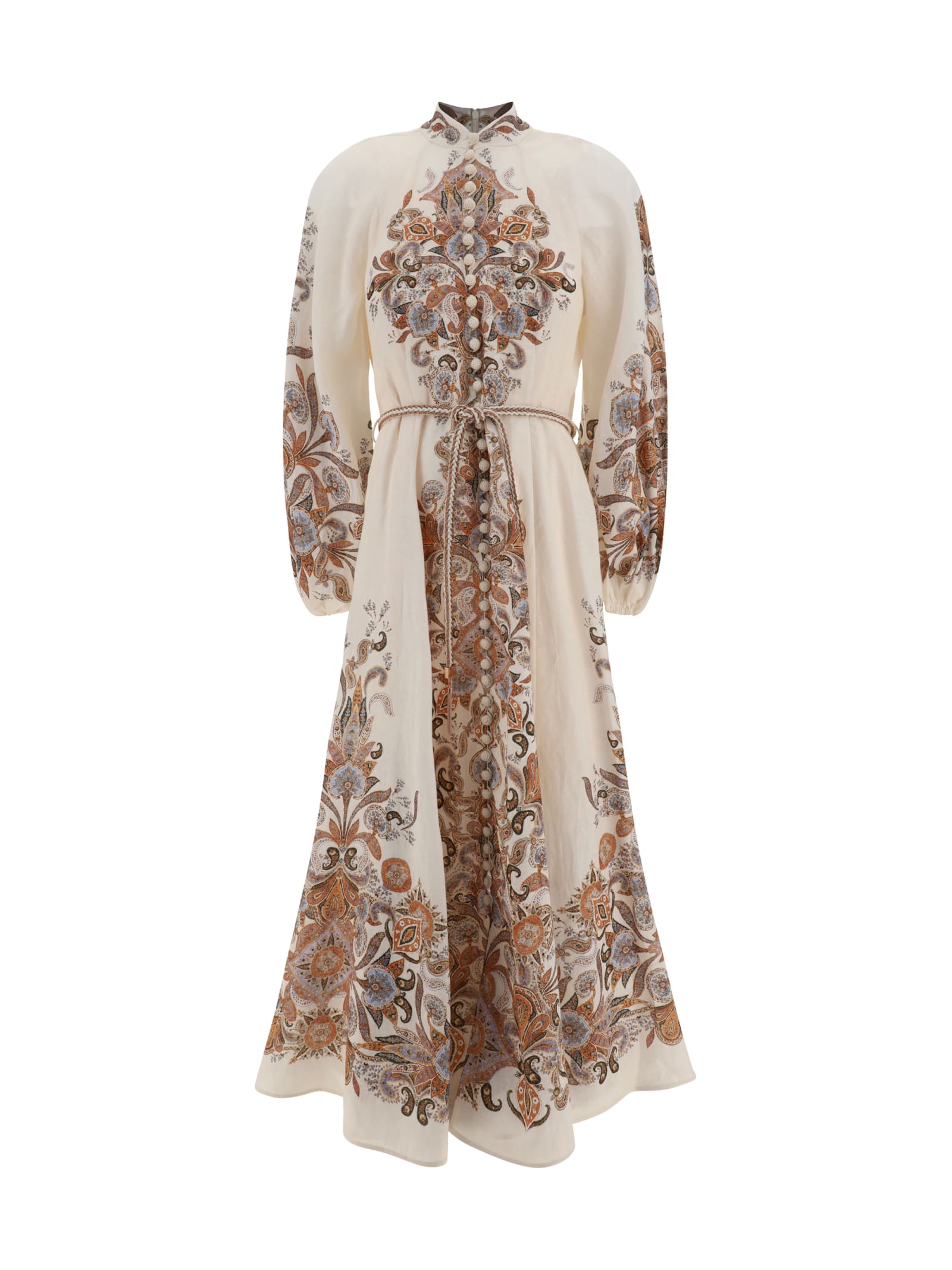 Shop Zimmermann Devi Billow Dress In Ivop Ivory Paisley