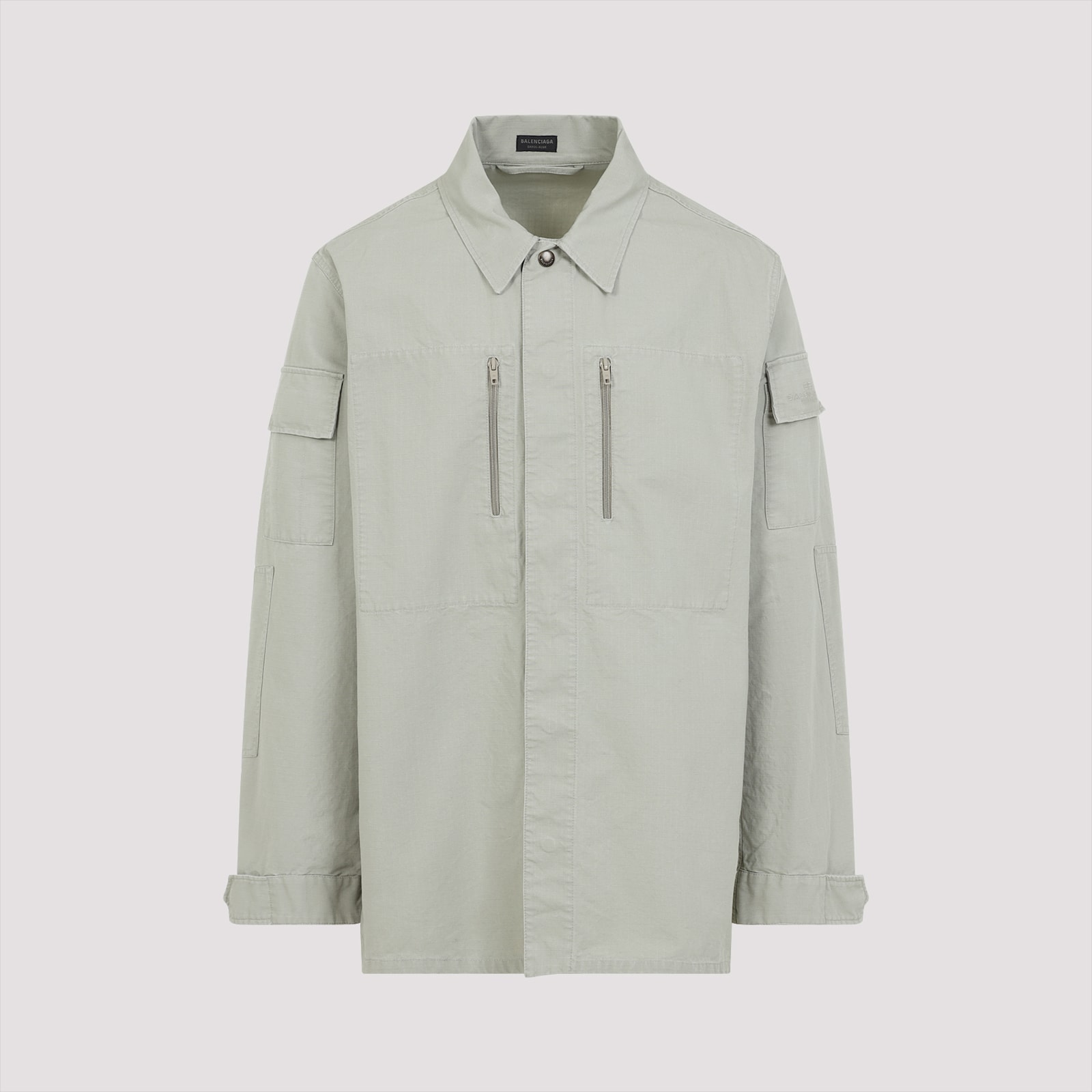 Balenciaga Men's Cotton Shirt Jacket In Military Beige