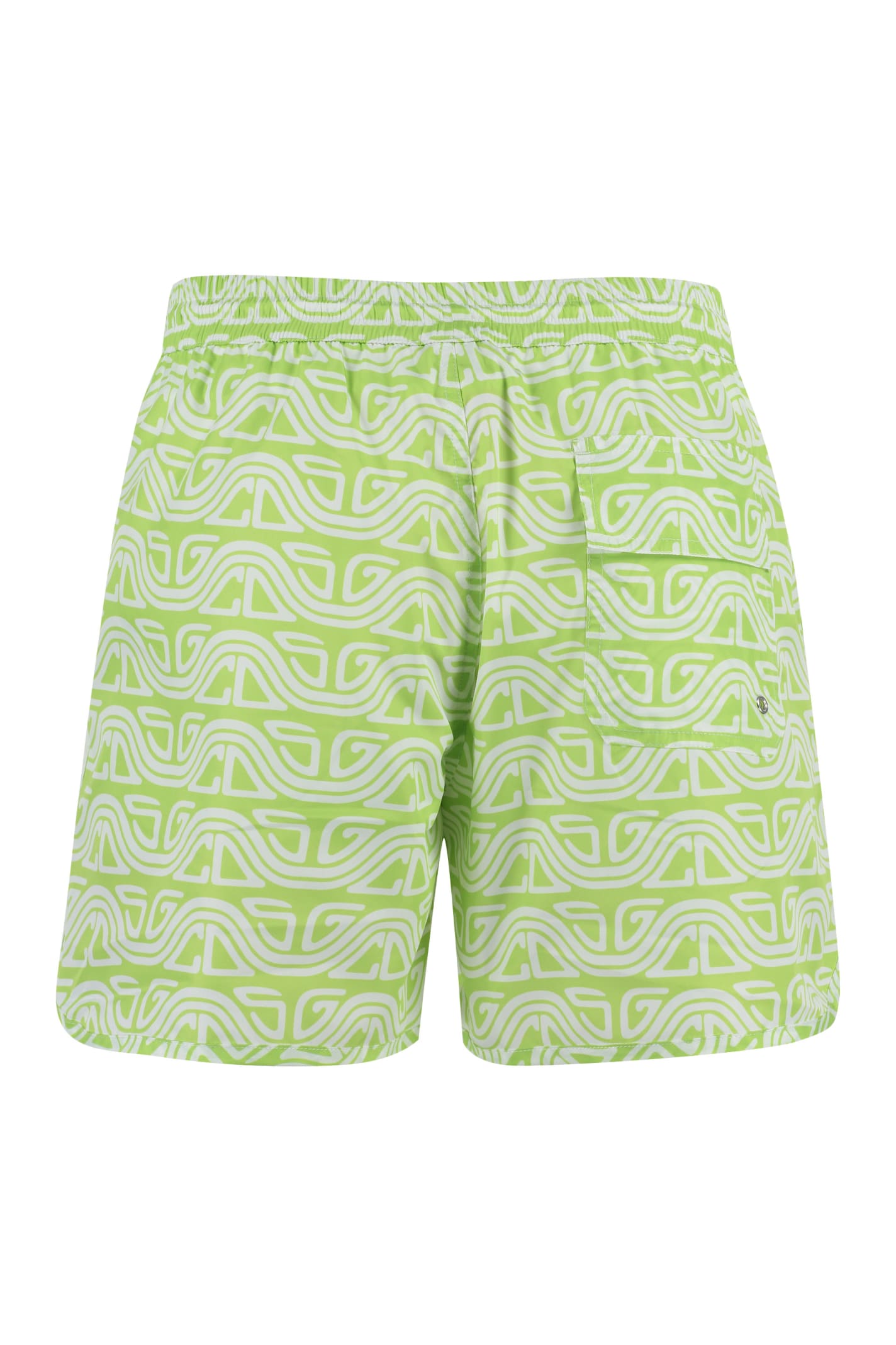 Shop Gcds Printed Swim Shorts In Green