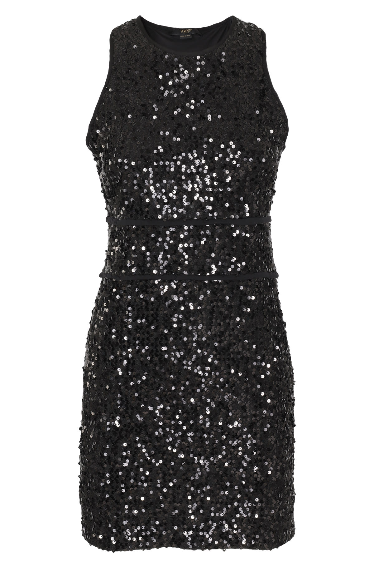 Seventy Sequined Mini Dress With Halter Neckline In Nero