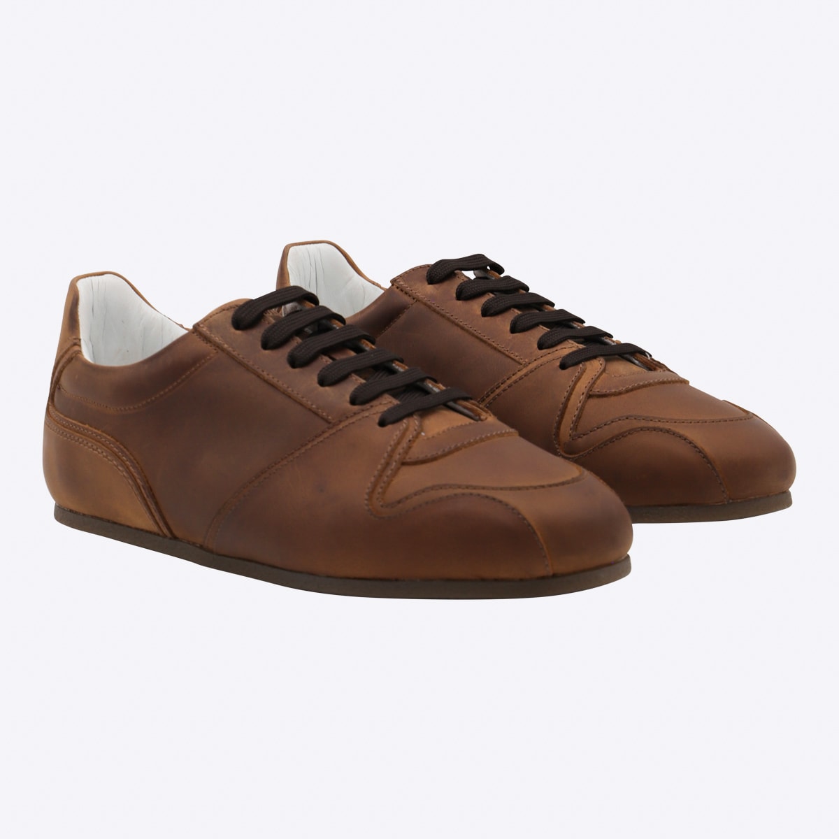 Moschino Low Top Sneakers Stitch Detailing In Brown