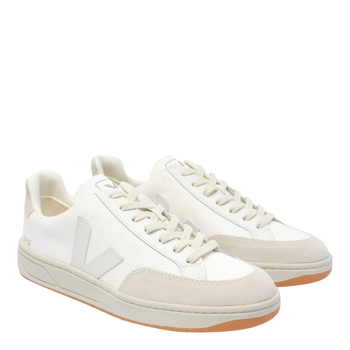 Shop Veja V-12 B-mesh Sneakers In White