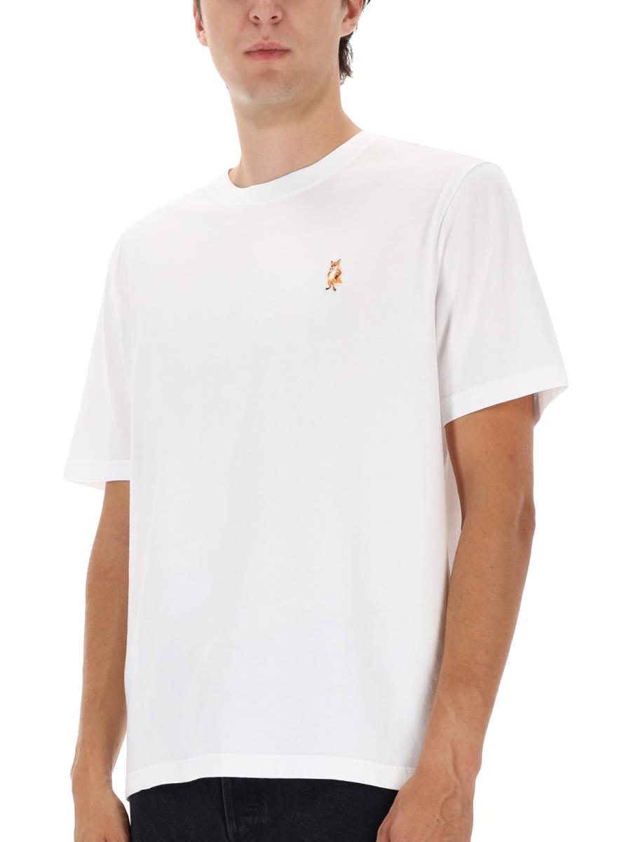 Maison Kitsuné Maison Kitsune Fox Head Patch T Shirt White In White