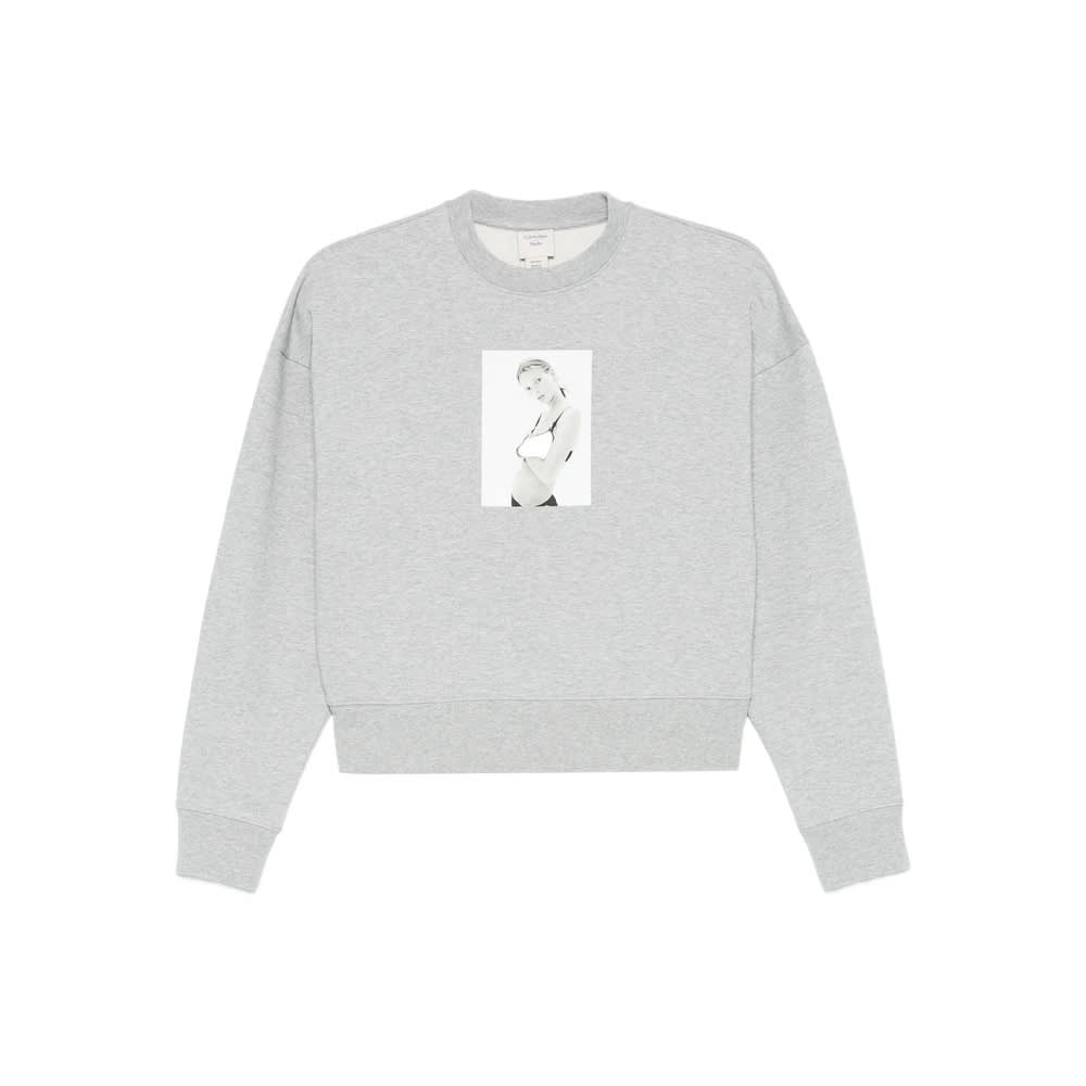 Calvin Klein Photographic-print Cotton Sweatshirt In Gray
