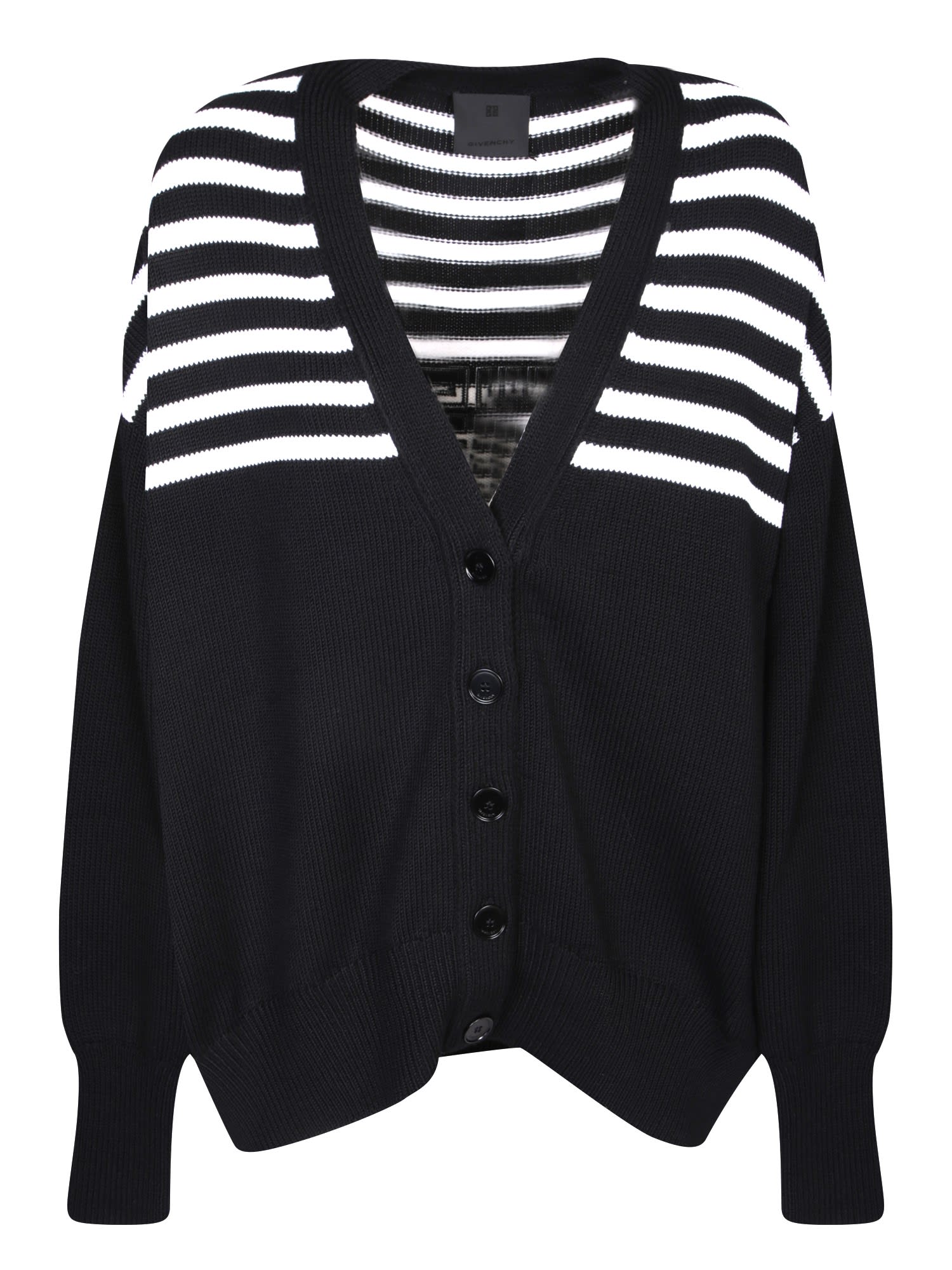 Shop Givenchy Striped Black/white Cardigan