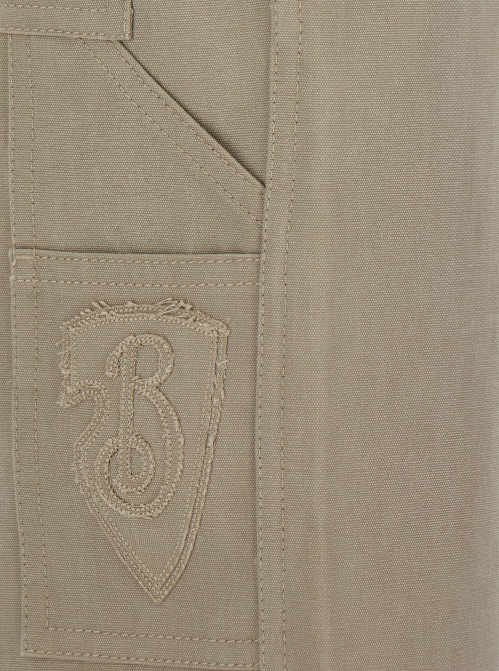 Burberry Beige Pants With Logo Embroidery On The Side And Turn-up Checked Hem In Cotton Man In Beige