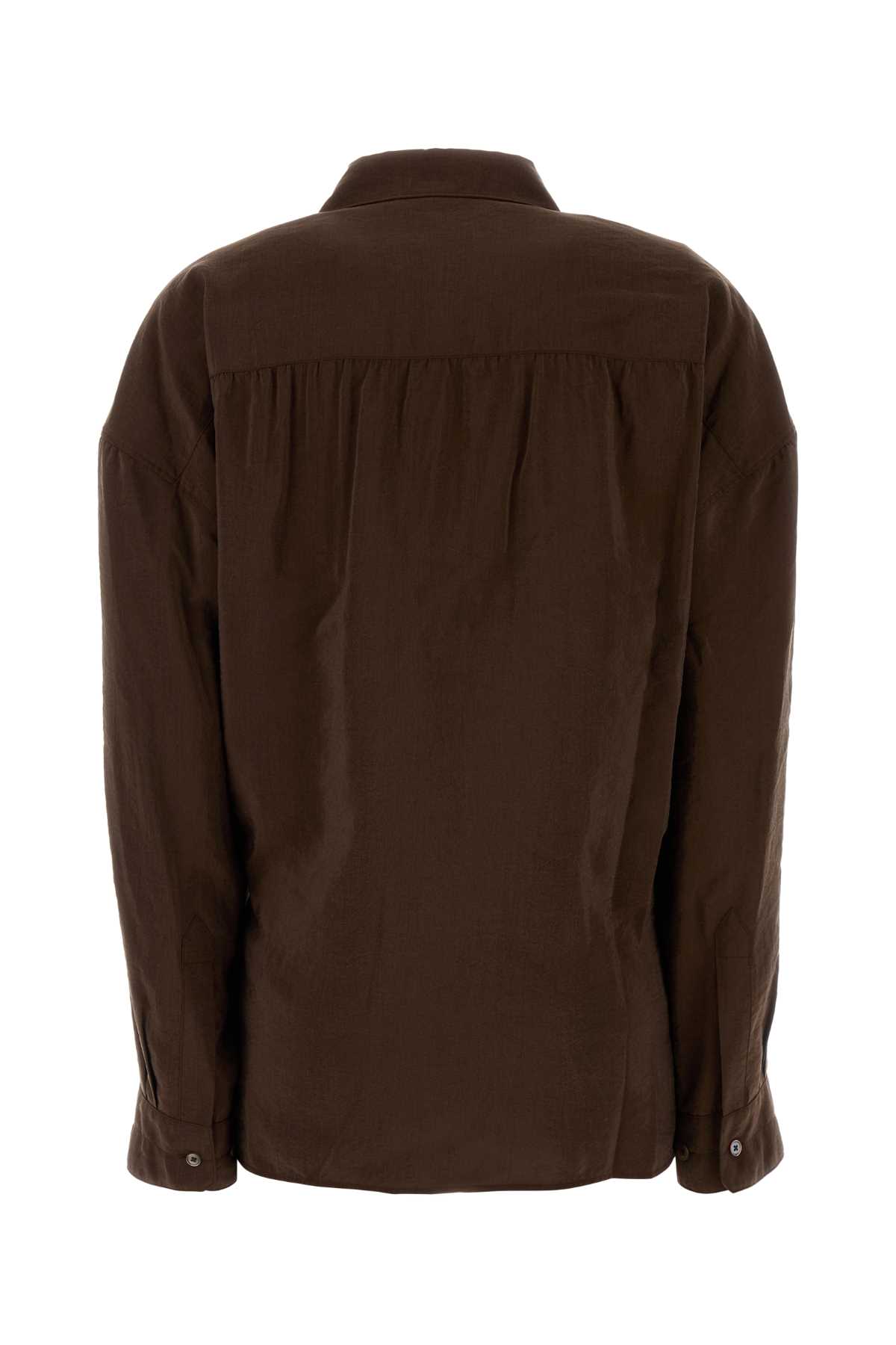 Lemaire Straight Collar Twisted Shirt In Brown
