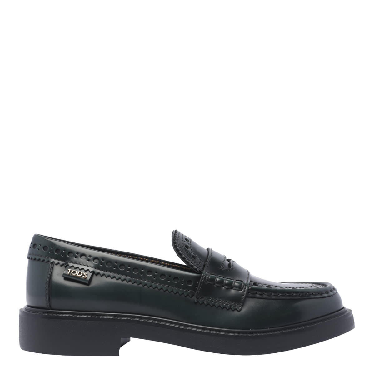 Shop Tod's Leather Loafers In Green