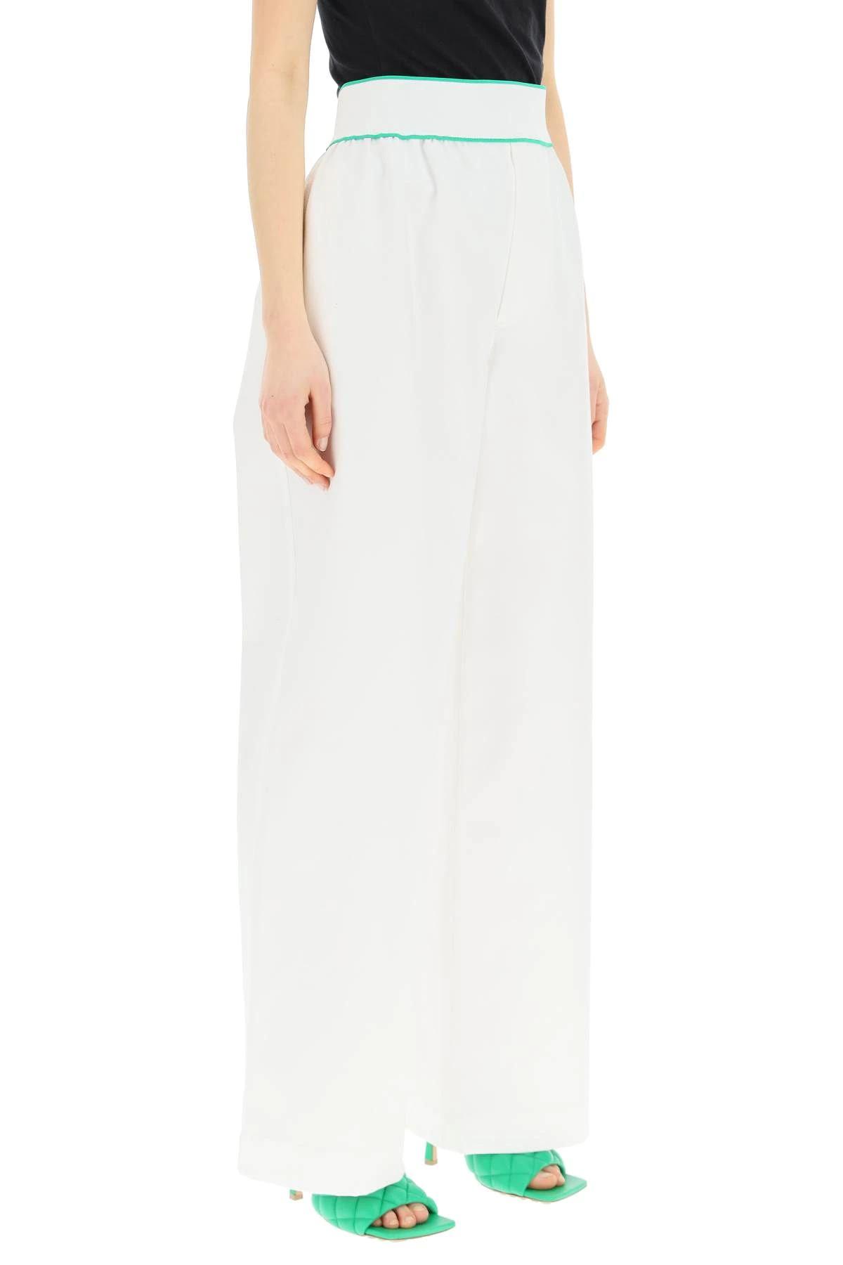 Bottega Veneta Elastic Waist Cotton Wide Legged Pants In White