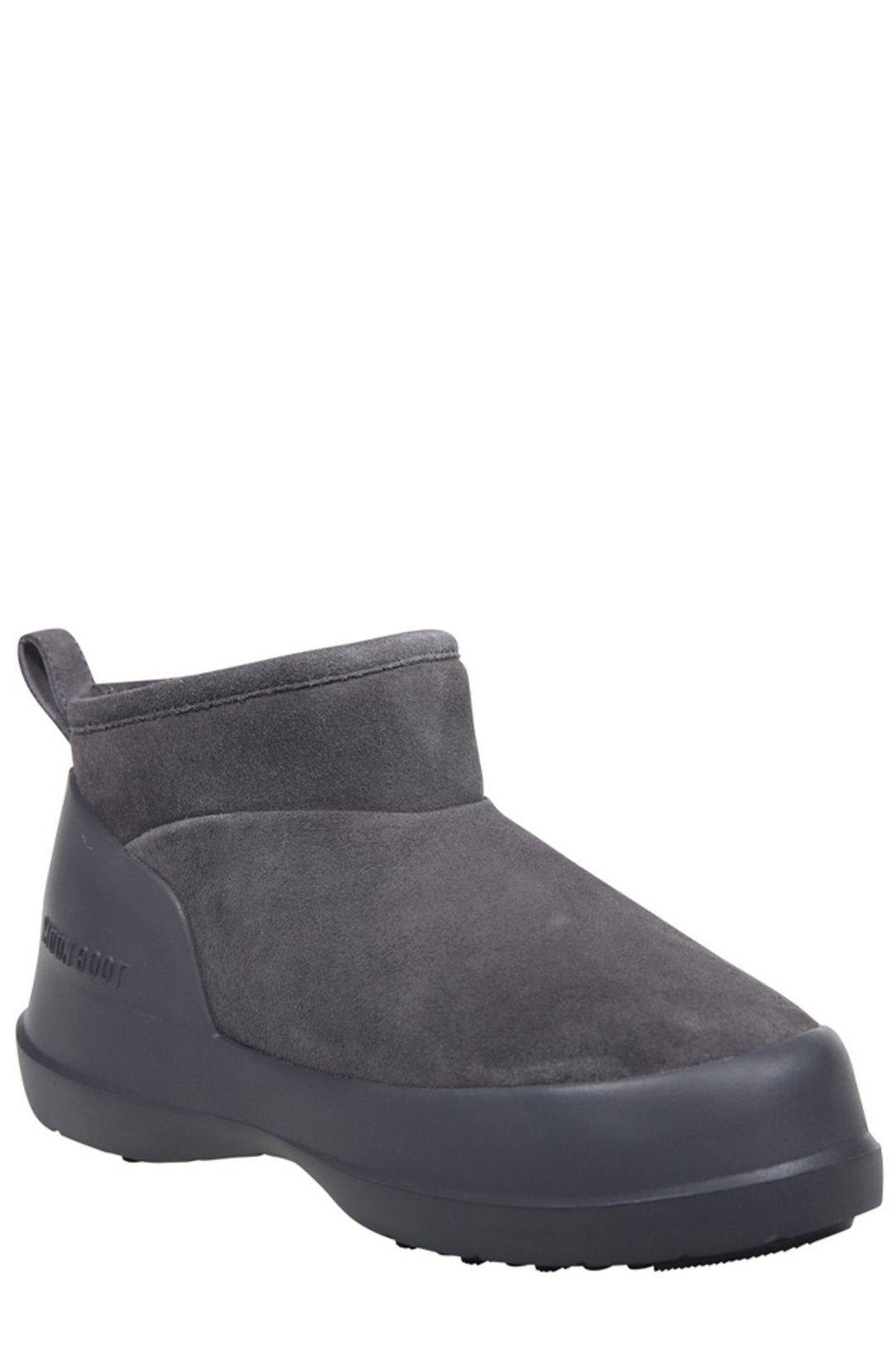 Shop Moon Boot Luna Logo Debossed Slip-on Boots In Grey