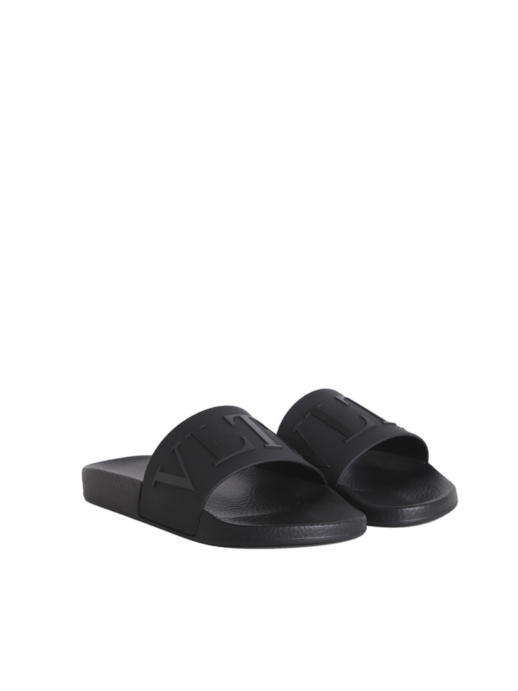 Shop Valentino Slippers In Rubber In Black