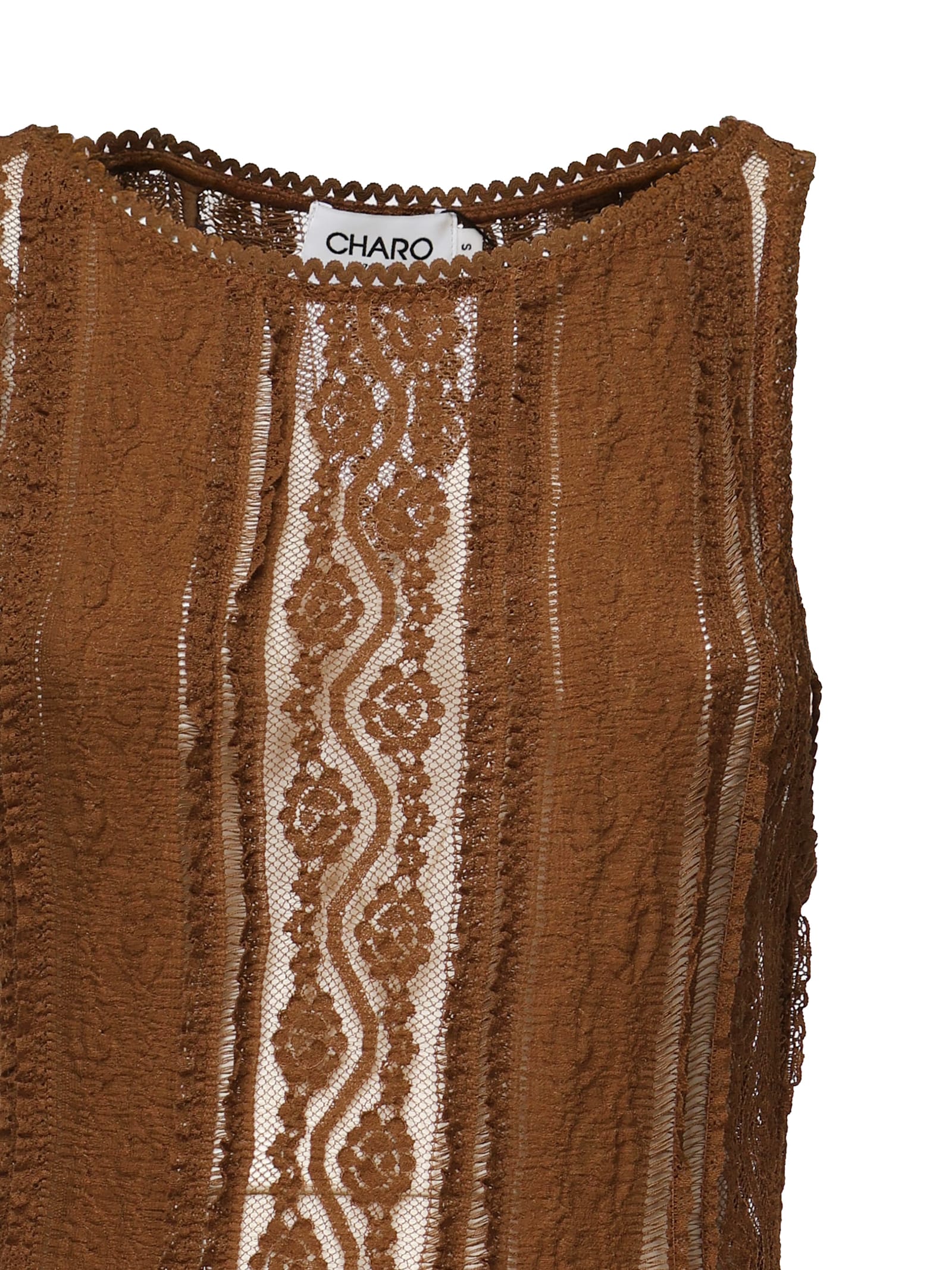 Charo Ruiz Lace-panelled Sleeveless Dress In Brown