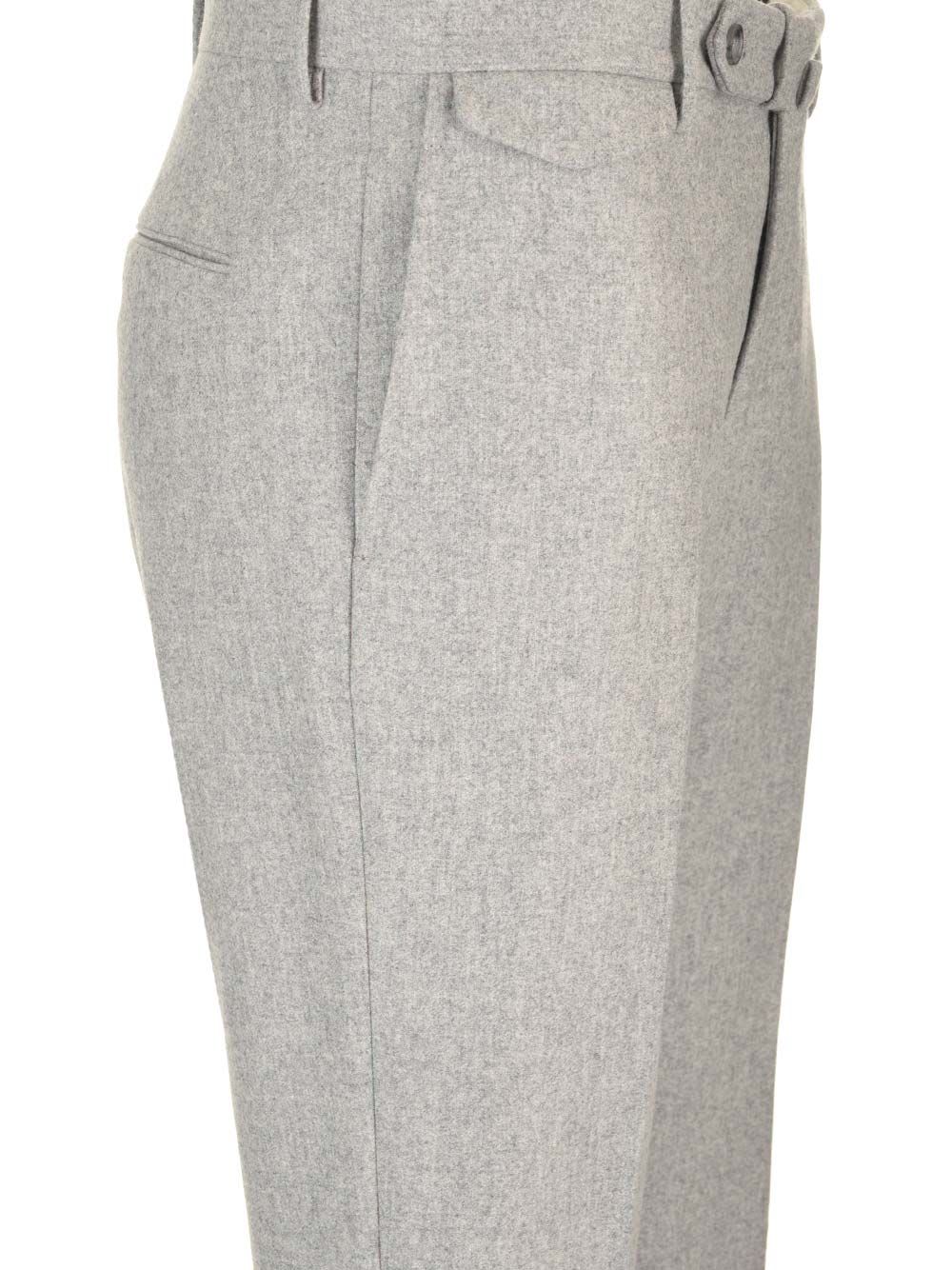 Shop Tagliatore White Flannel Trousers In Grey