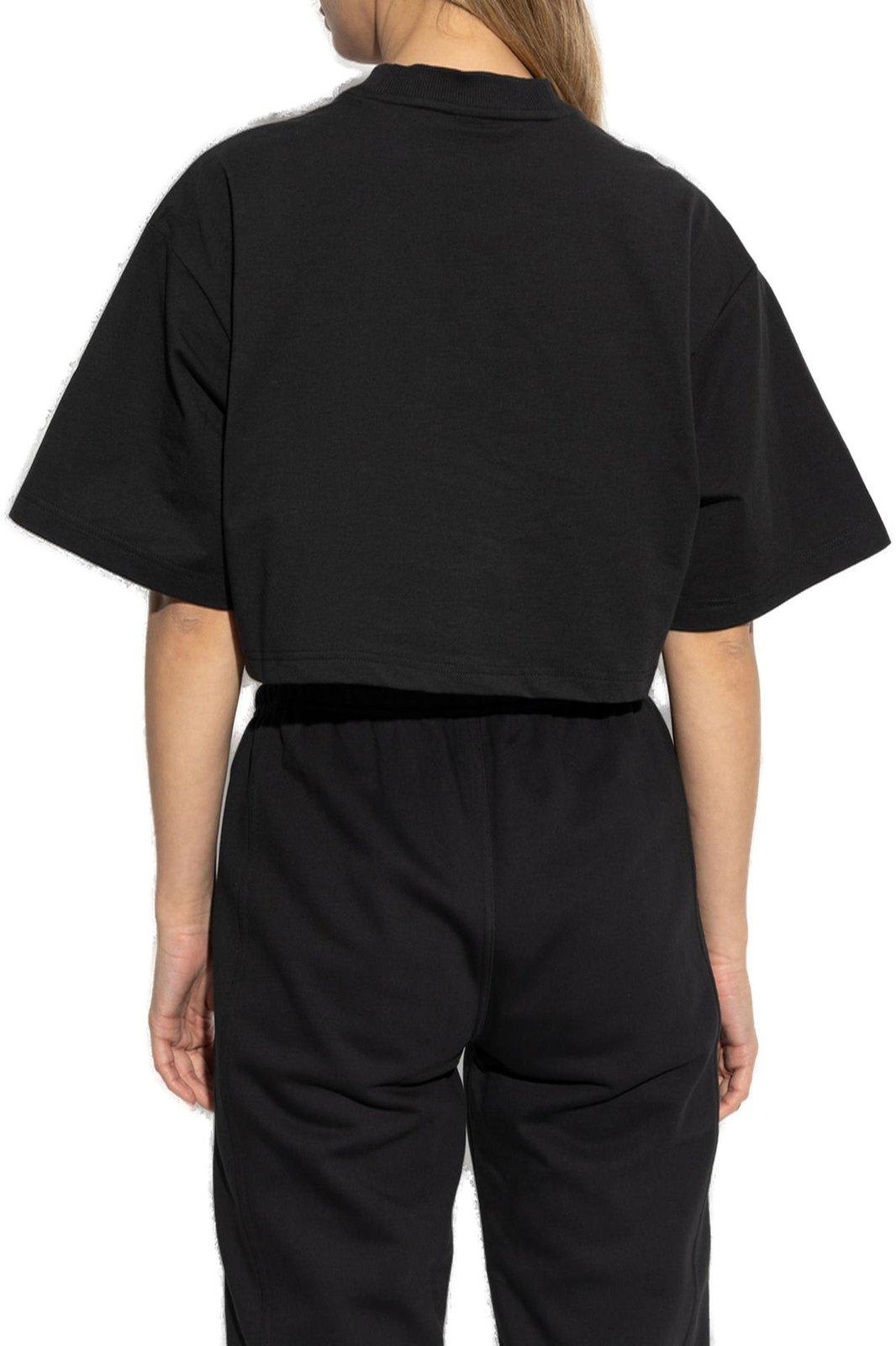 Adidas By Stella Mccartney Cropped T-shirt In Black