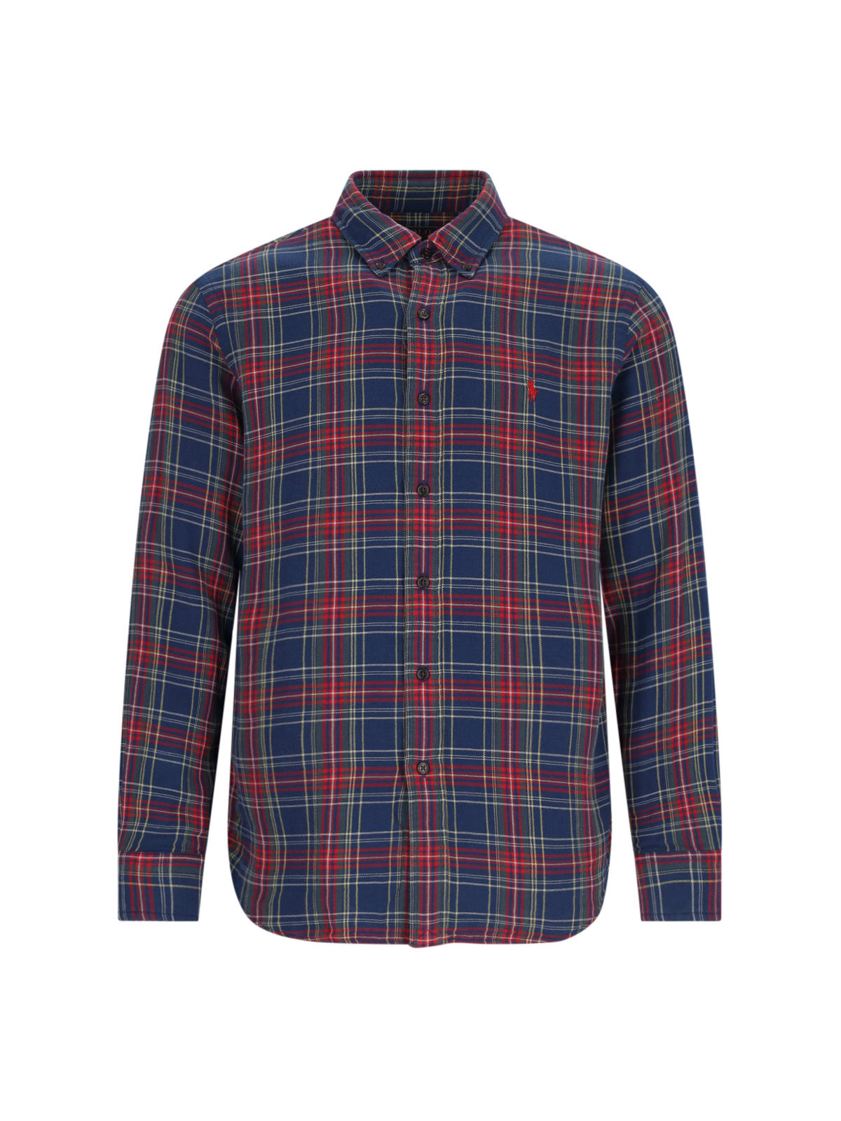 Polo Ralph Lauren Collared Cuffed Plaid Shirt In Blue