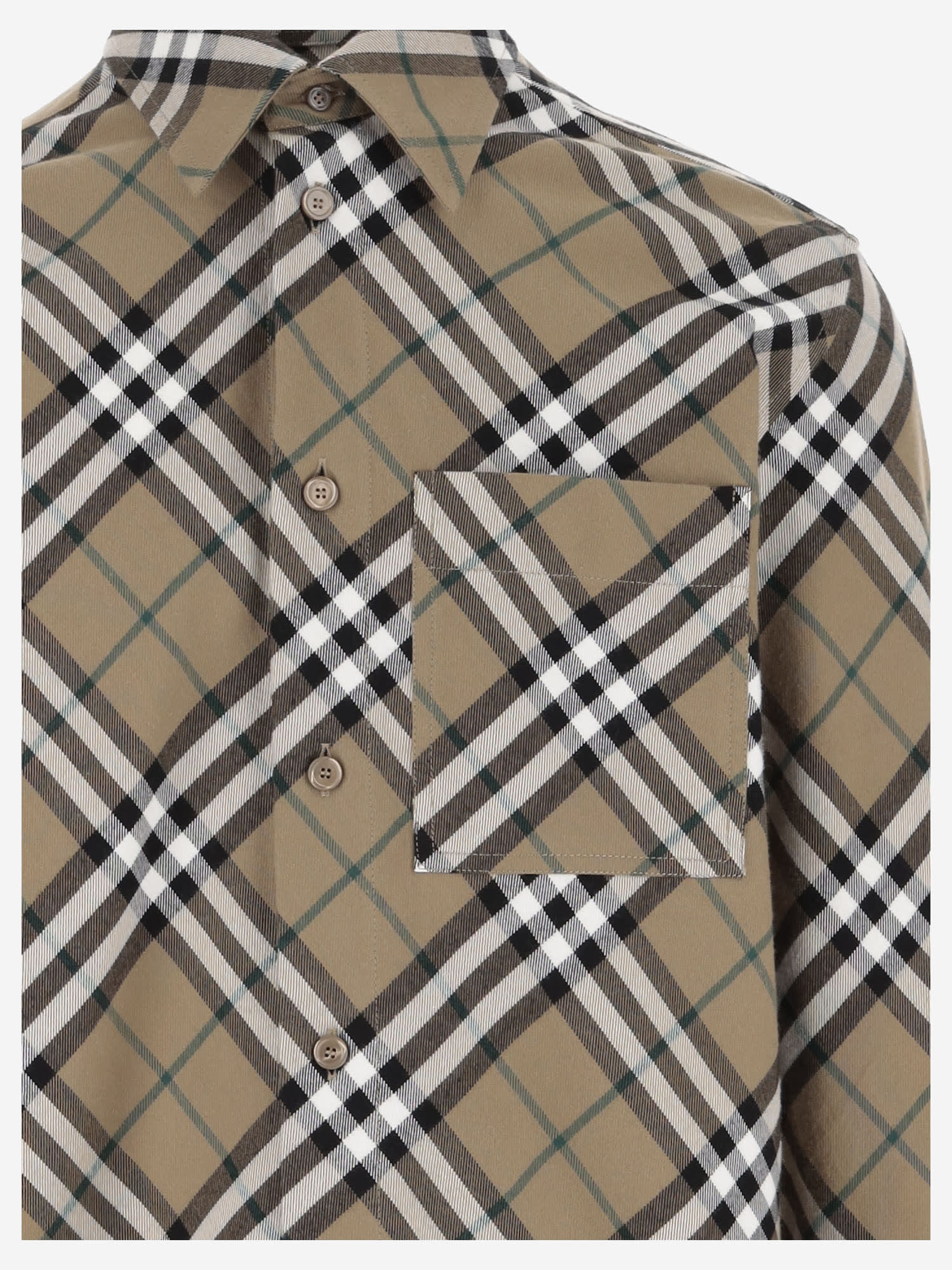 Shop Burberry Cotton Shirt With Check Pattern In Red