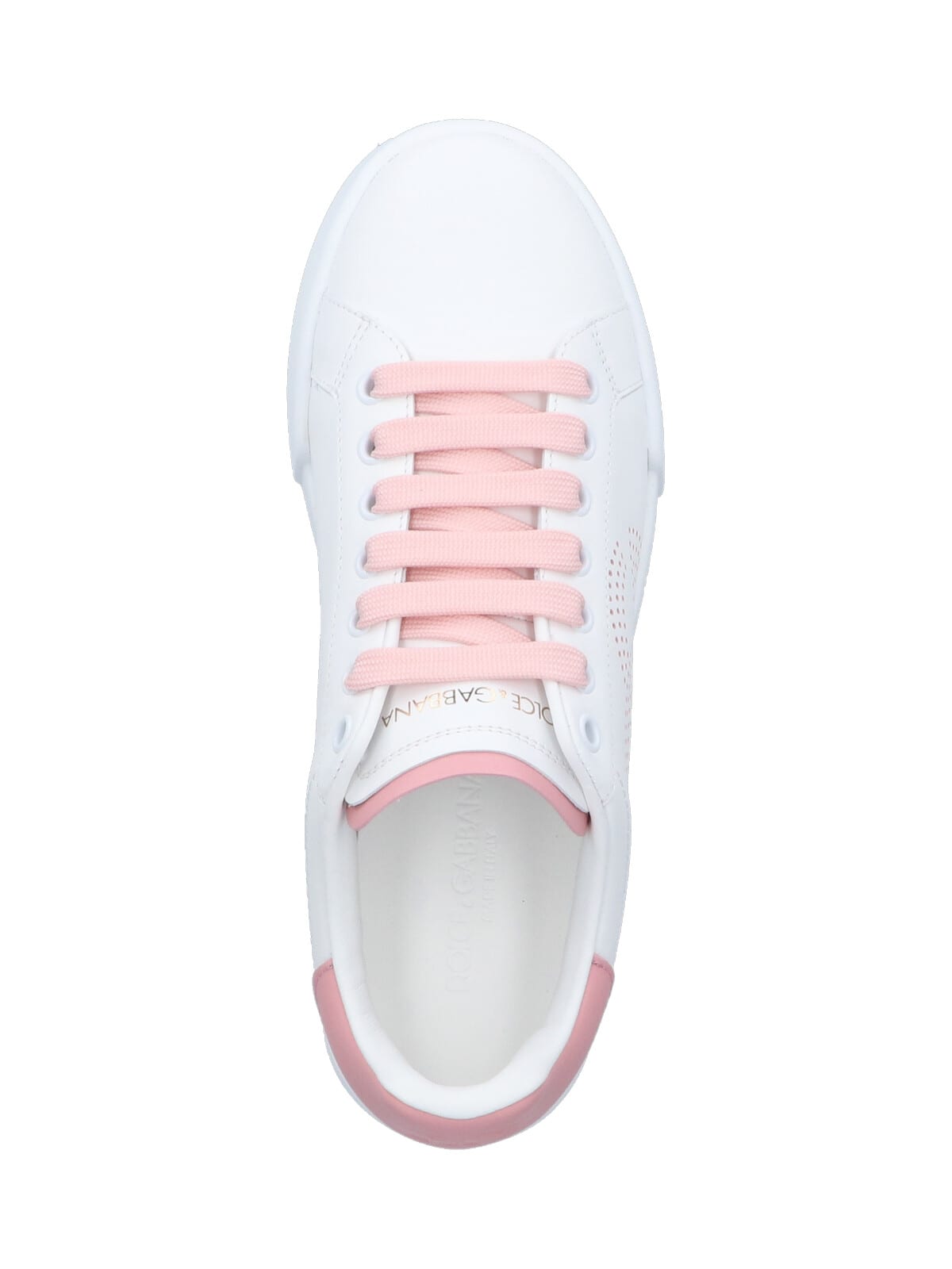 Dolce & Gabbana Portofino Low-top Leather Sneakers With Lateral Monogram In Pink