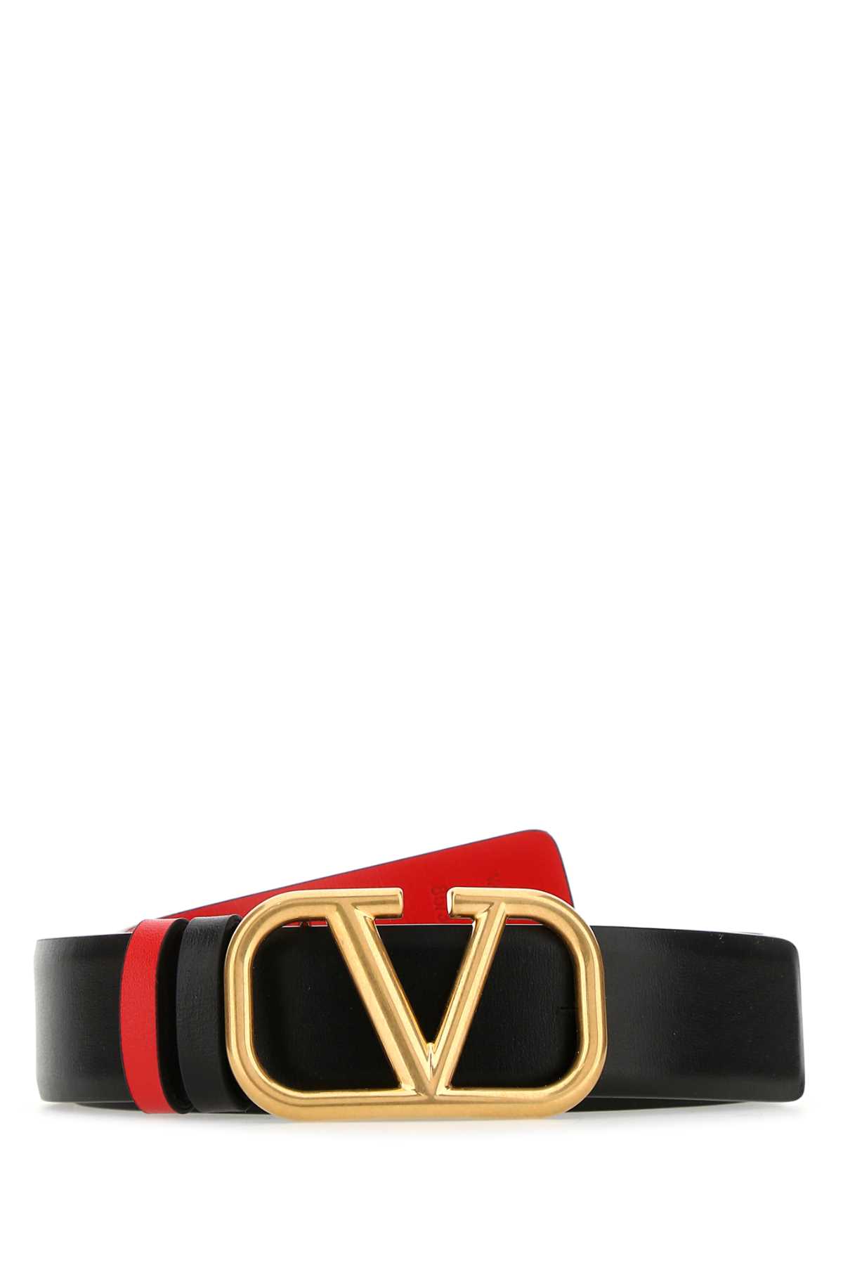 Valentino Garavani Black Leather Vlogo Signature Reversible Belt