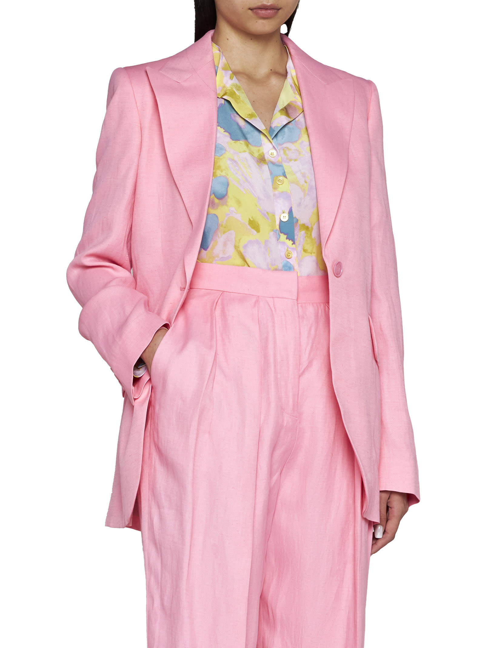 Stella Mccartney Viscose And Linen Single-breasted Blazer In Hibiscus