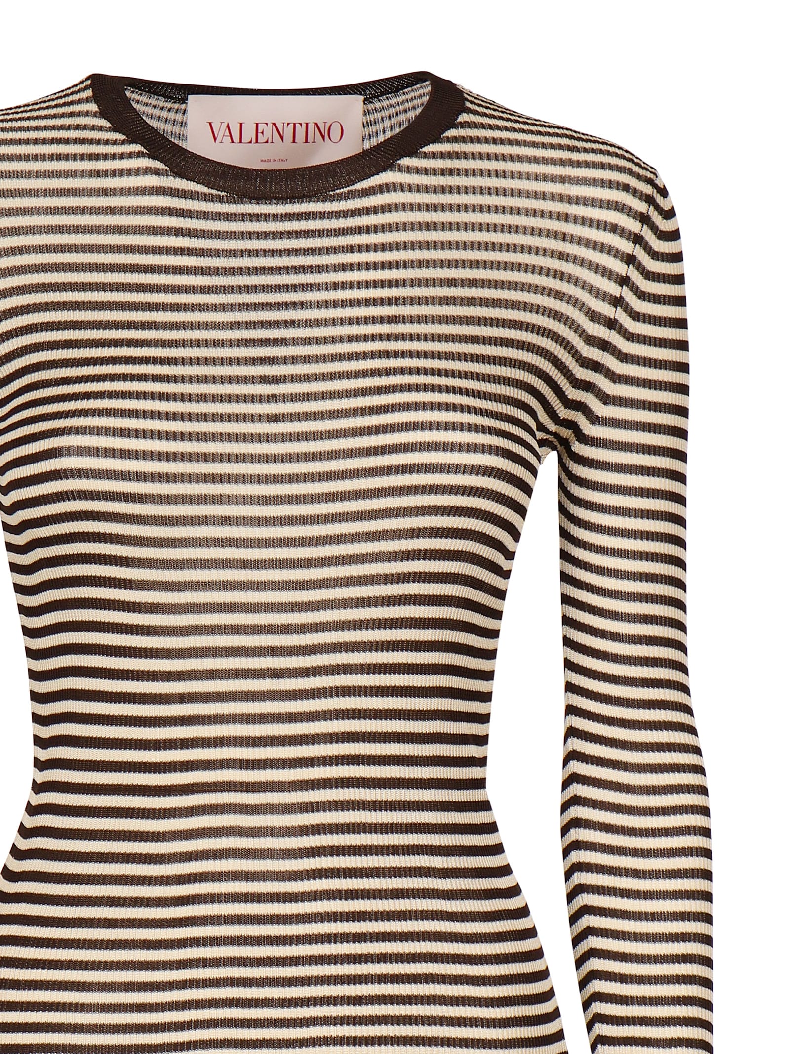 Valentino Striped Jersey In Brown