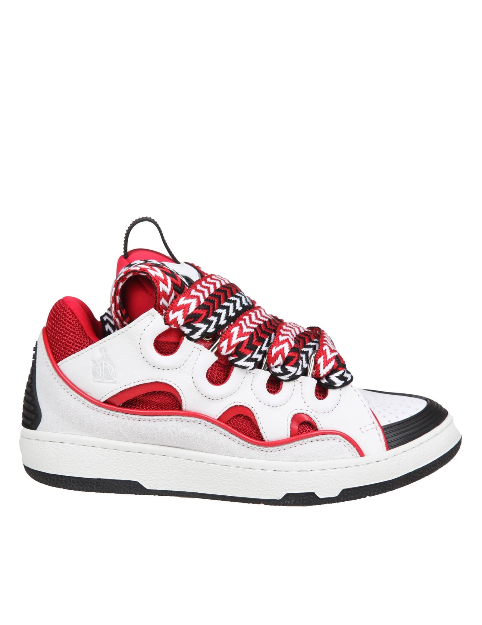 Shop Lanvin Curb Sneakers Curb Sneakers In White And Red Leather And Suede In Red/white