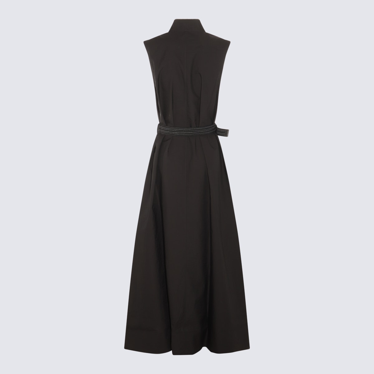 Shop Brunello Cucinelli Black Cotton Blend Chemisier Dress