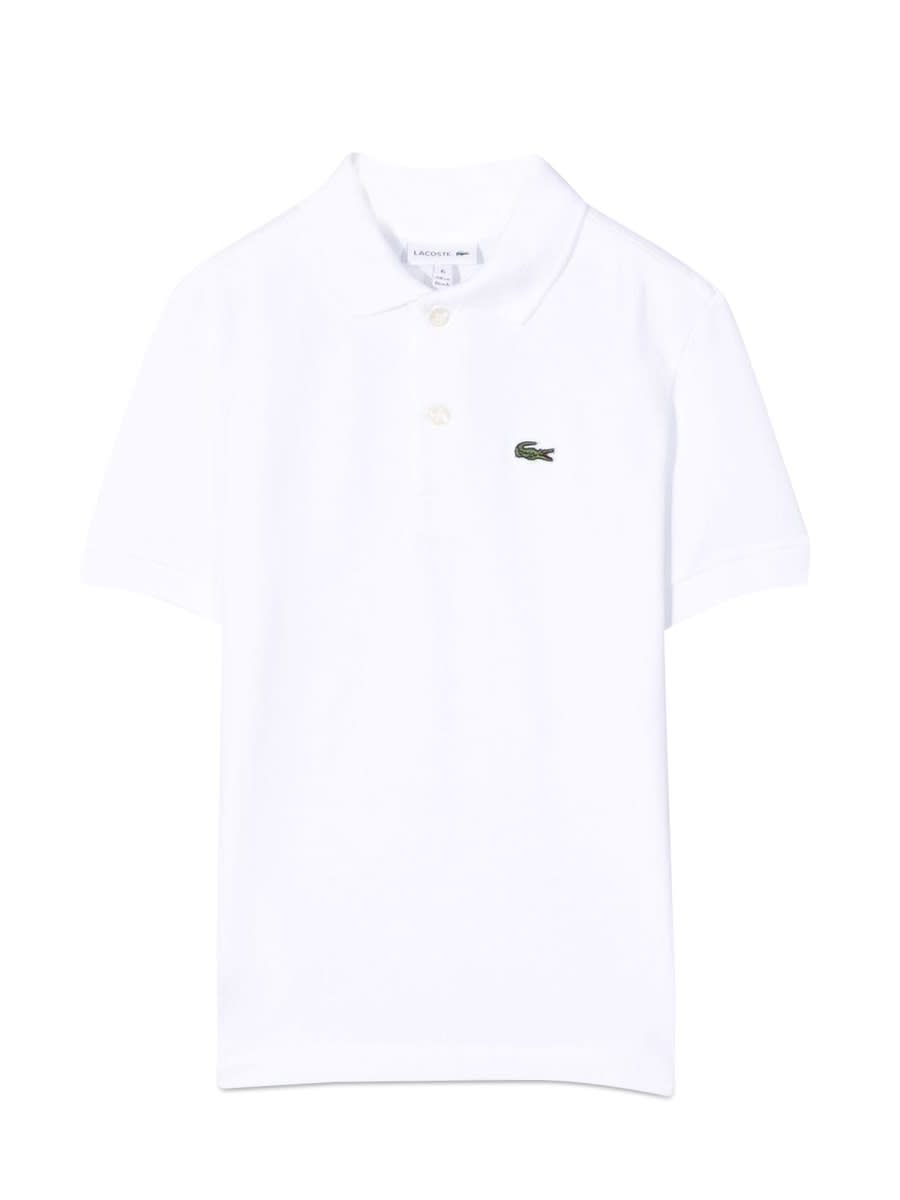 Lacoste Kids' Logo-embroidered Short-sleeved Polo Shirt In White