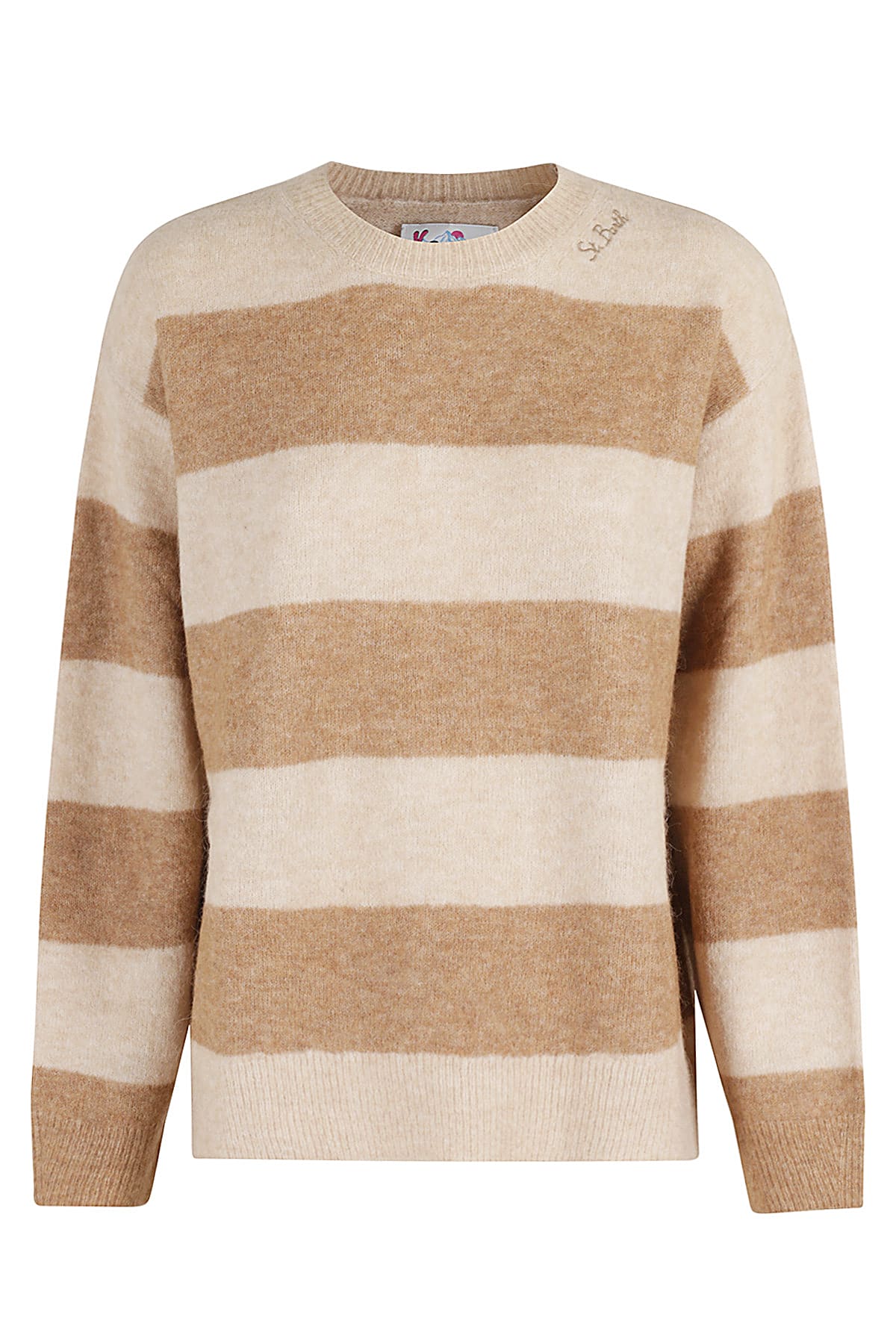 Shop Mc2 Saint Barth Box Shape Sweater In Stretch Striped