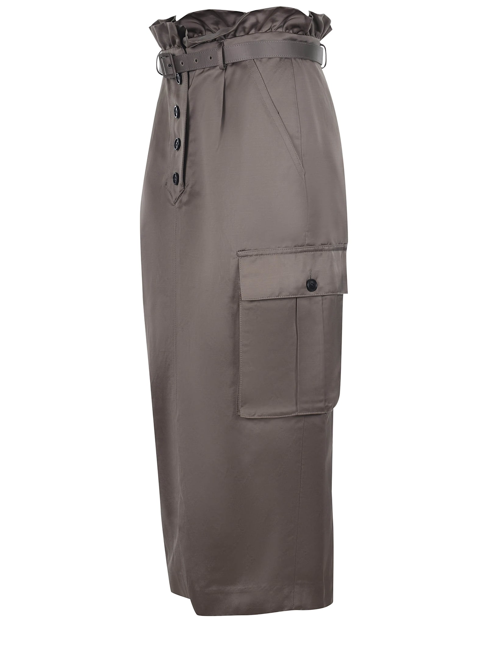 Shop Self-portrait Skirt  Made Of Satin In Dove Grey