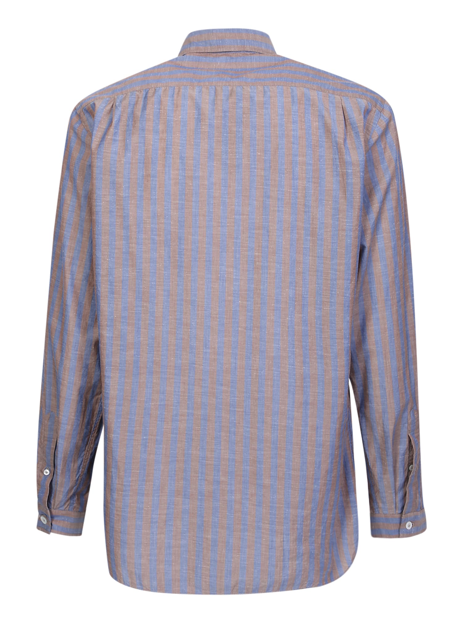 Shop Lardini Striped Shirt In Brown