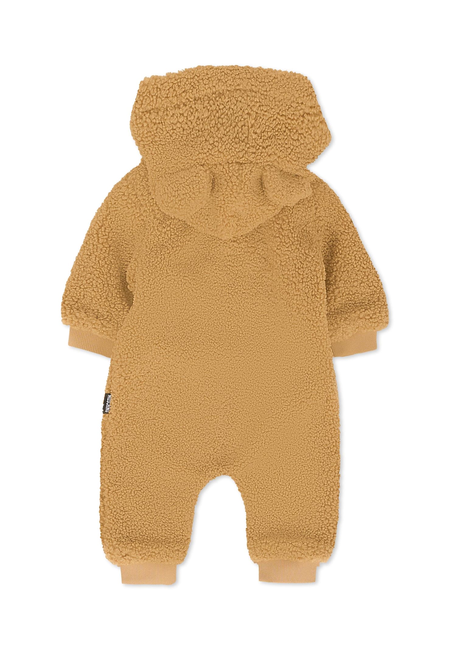 Moschino Brown Faux Fur Coat For Babykids With Teddy Bear In Brown