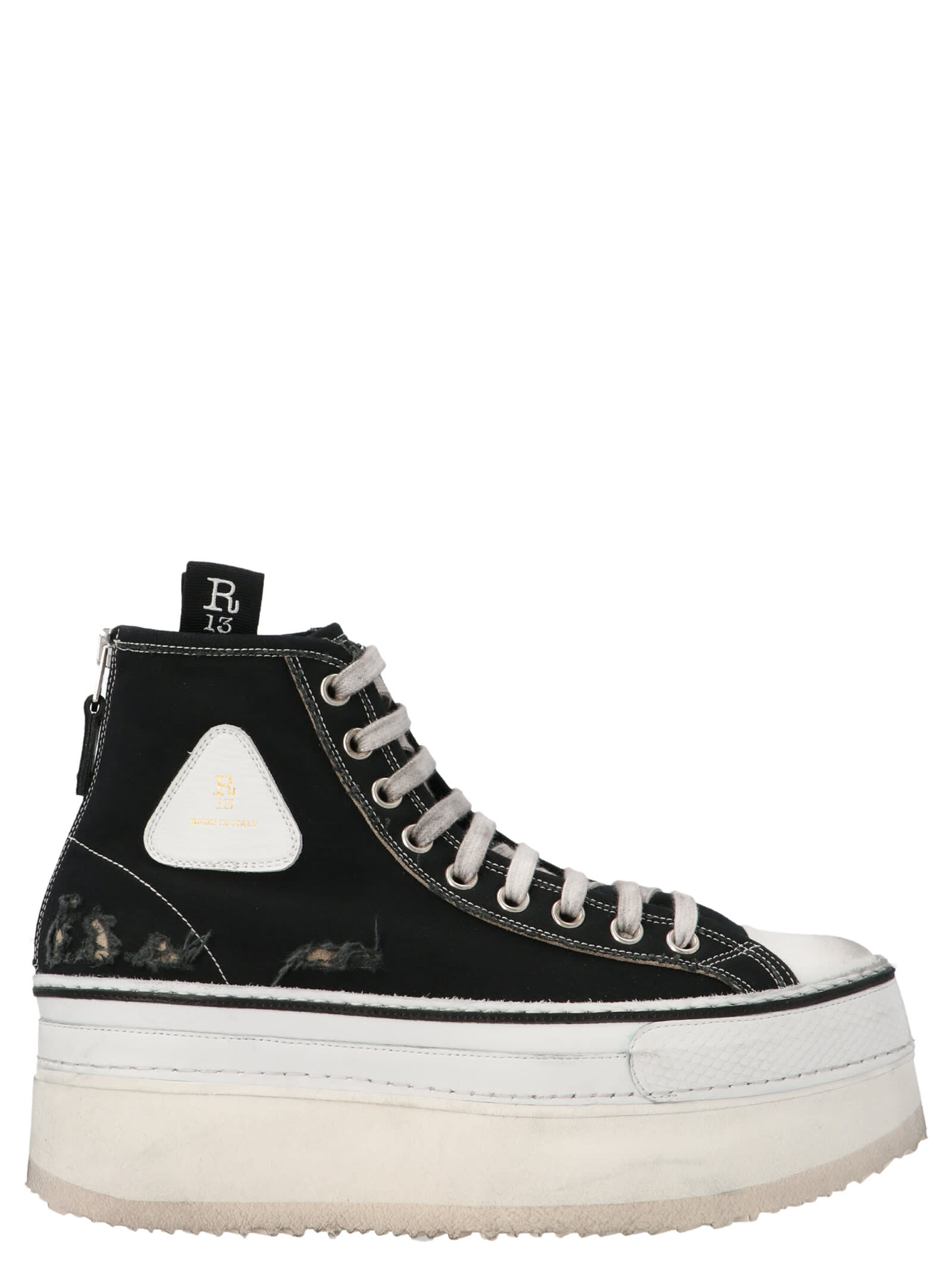R13 Black Courtney Platform High Top Sneakers In Black