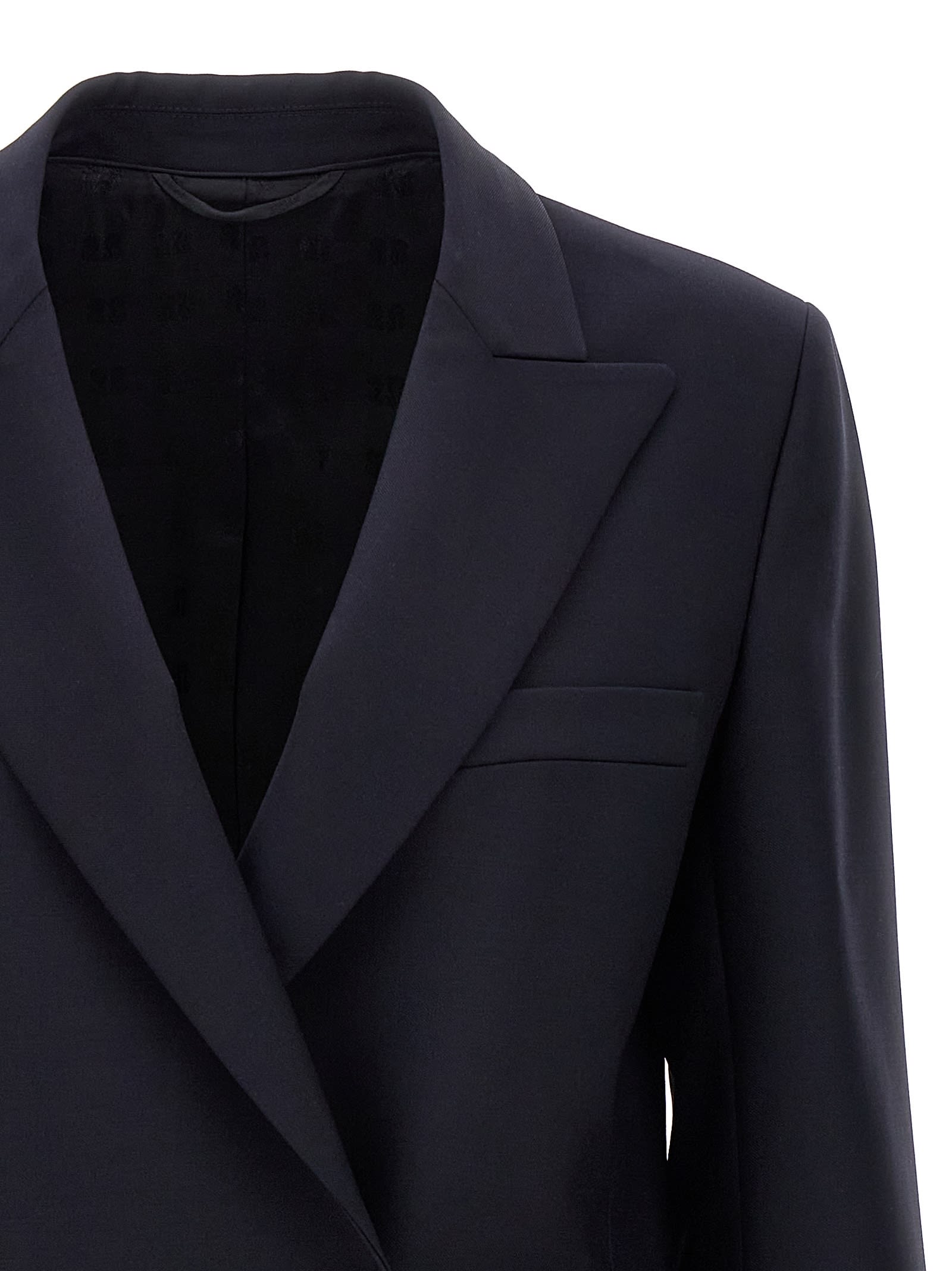 Blazé Milano Missy Double-breasted Cotton-blend Blazer In Black