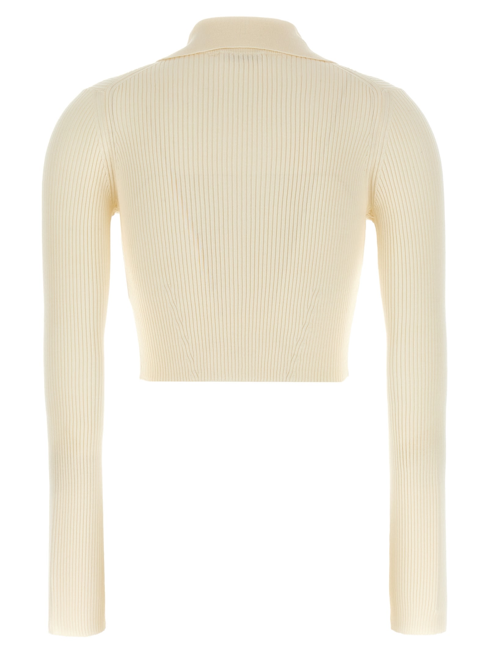 Jil Sander Ribbed Stretch Wool And Viscose Blend Cardigan In White