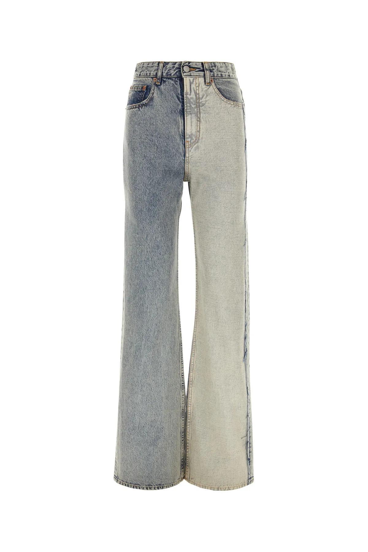 Shop Mm6 Maison Margiela Two-tone Denim Jeans In Blue/neutrals