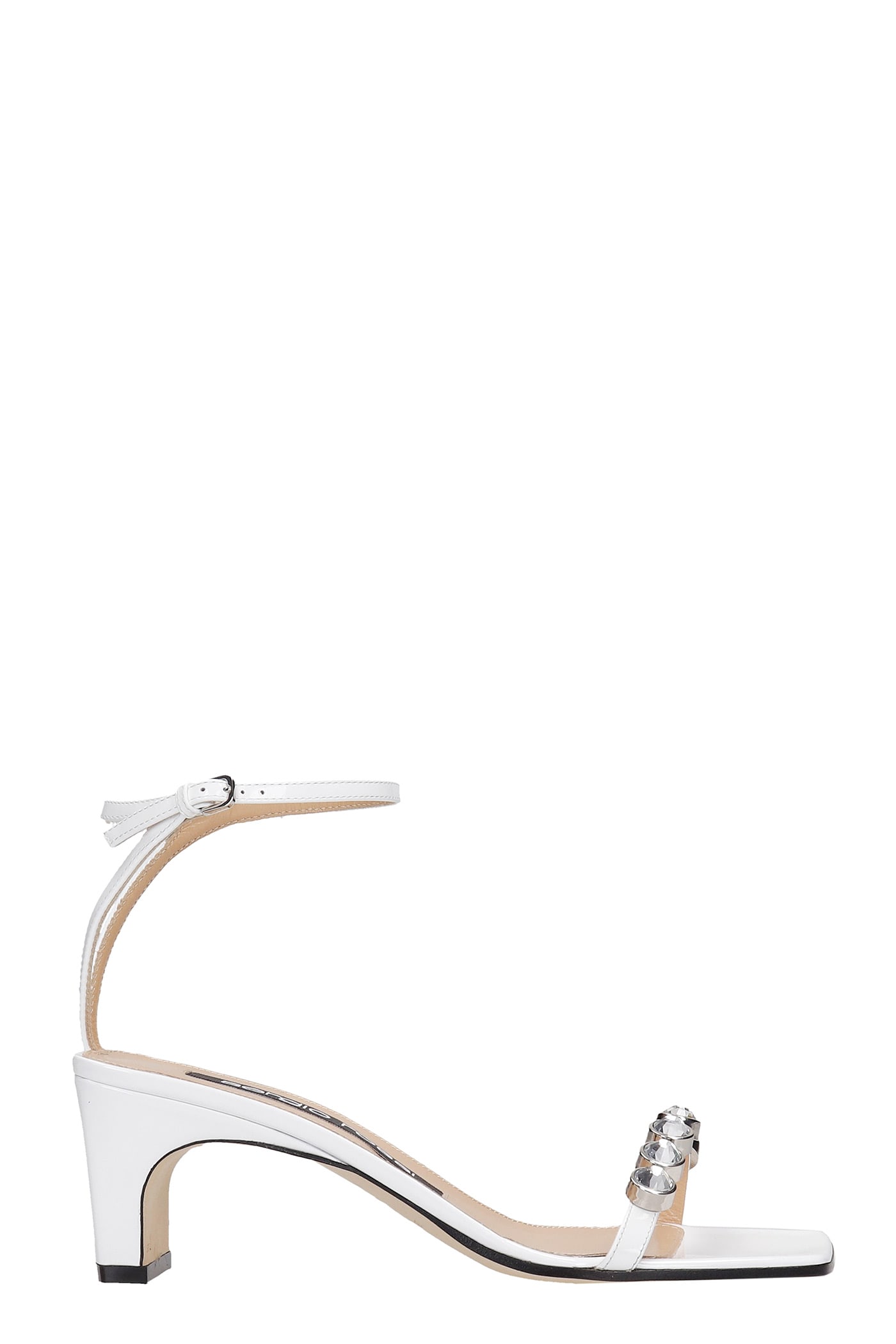 Buy Sergio Rossi Sandals In White Patent Leather online, shop Sergio Rossi shoes with free shipping