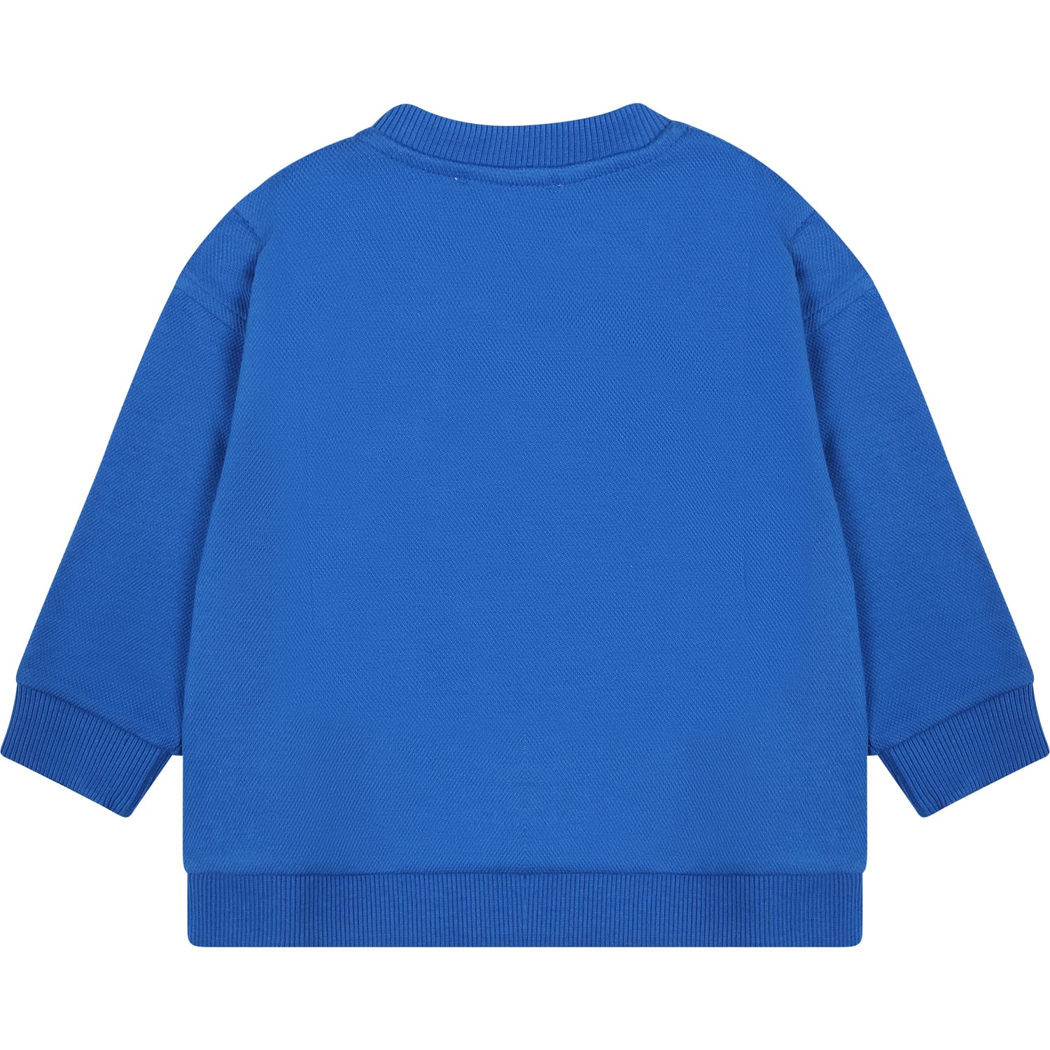 Shop Moschino Blue Sweatshirt For Baby Boy With Teddy Bears And Logo